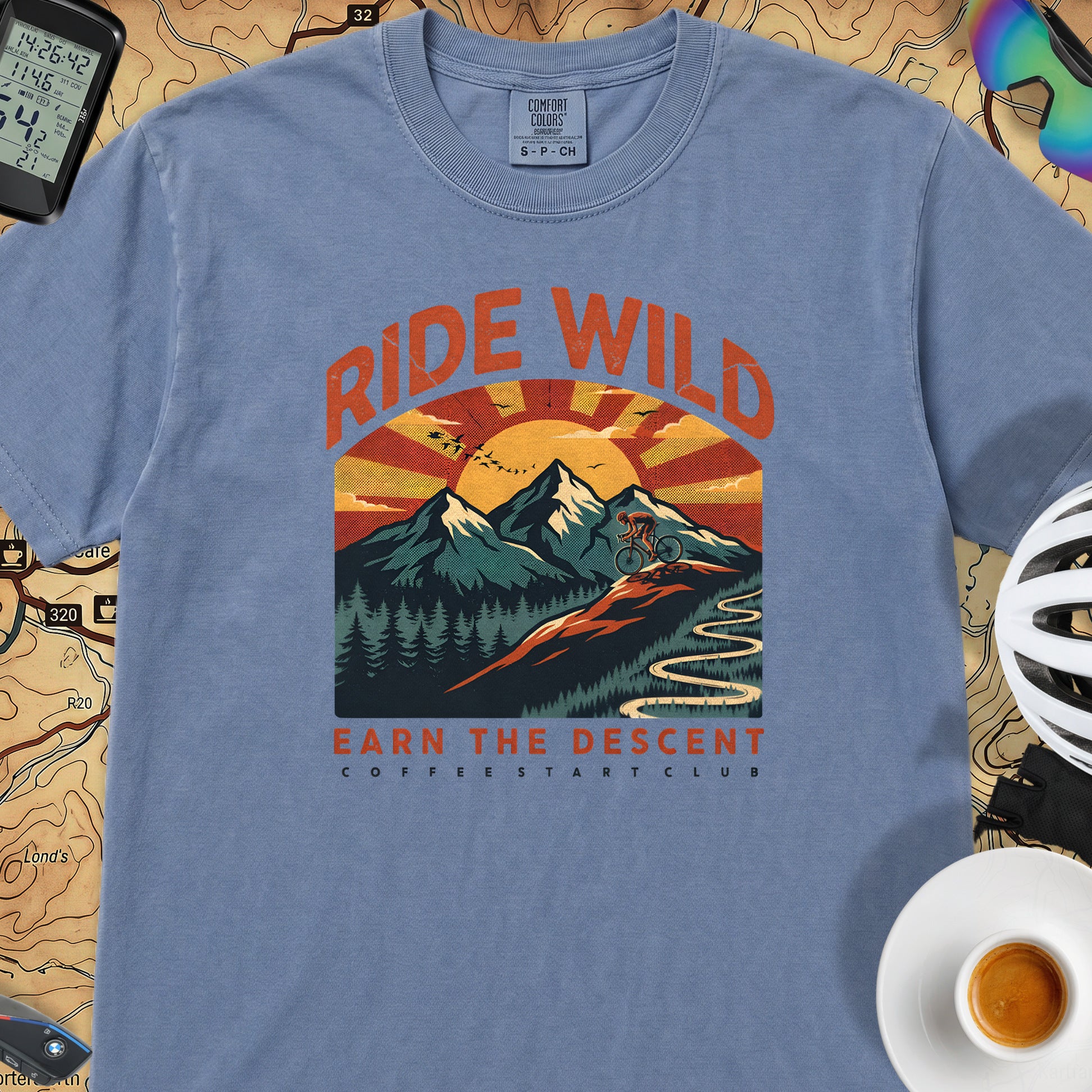 Ride Wild Cycling T-Shirt — Blue Jean