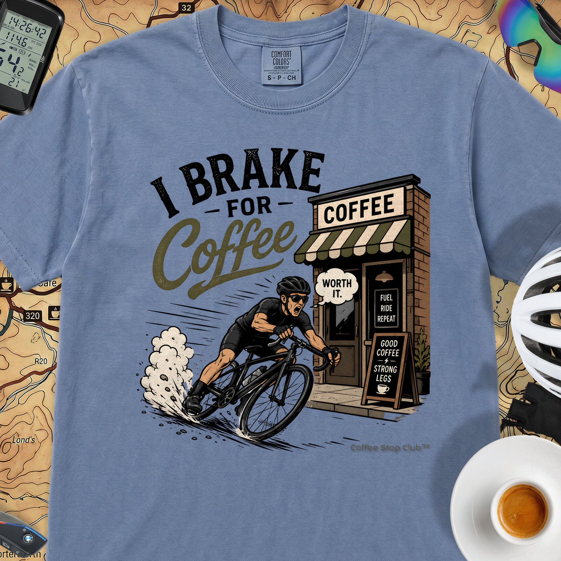 Big Brake For Coffee T-Shirt — Blue Jean