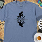 Raccoon Cycling Reflection T‑Shirt — Blue Jean