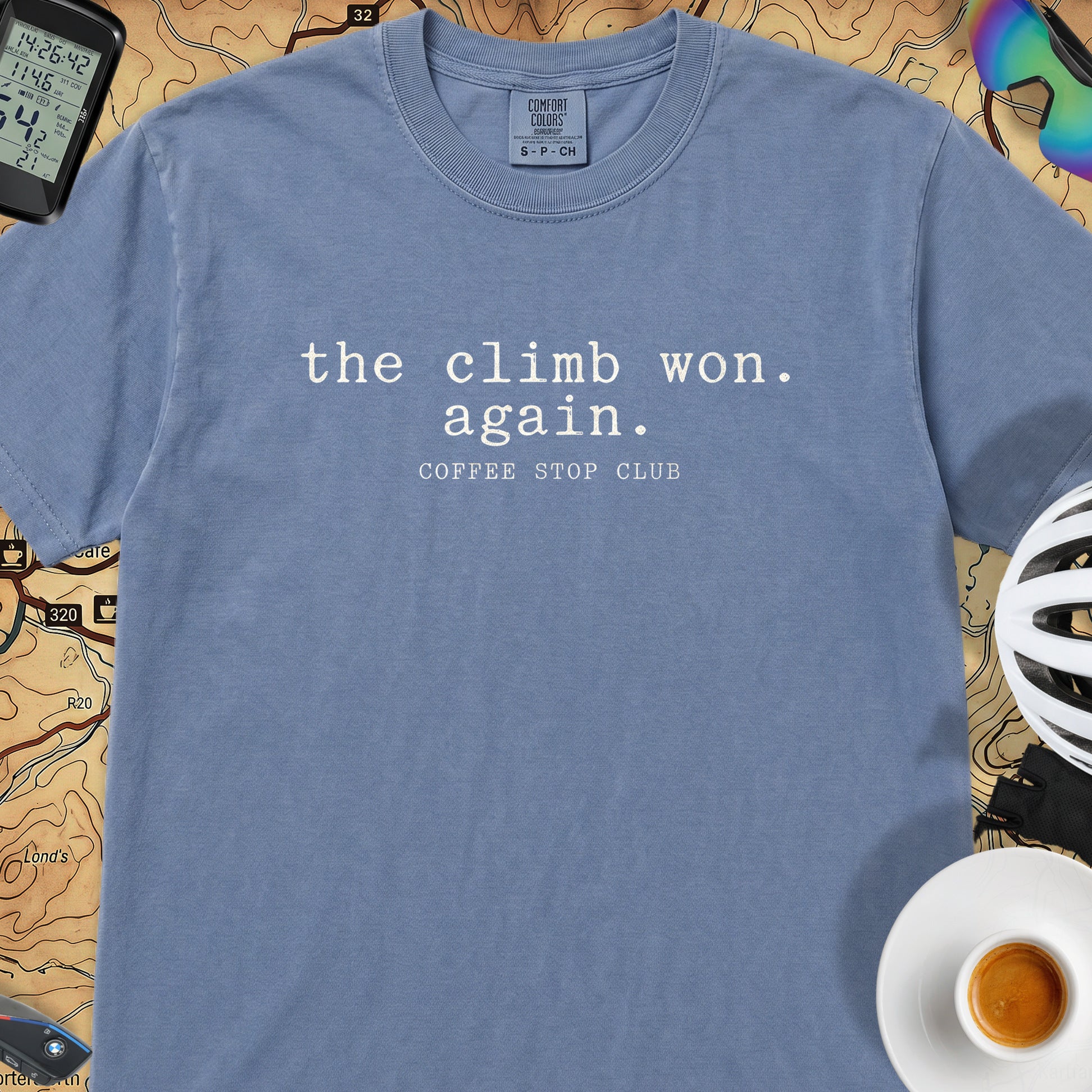 The Climb Won Cycling T‑Shirt — Blue Jean