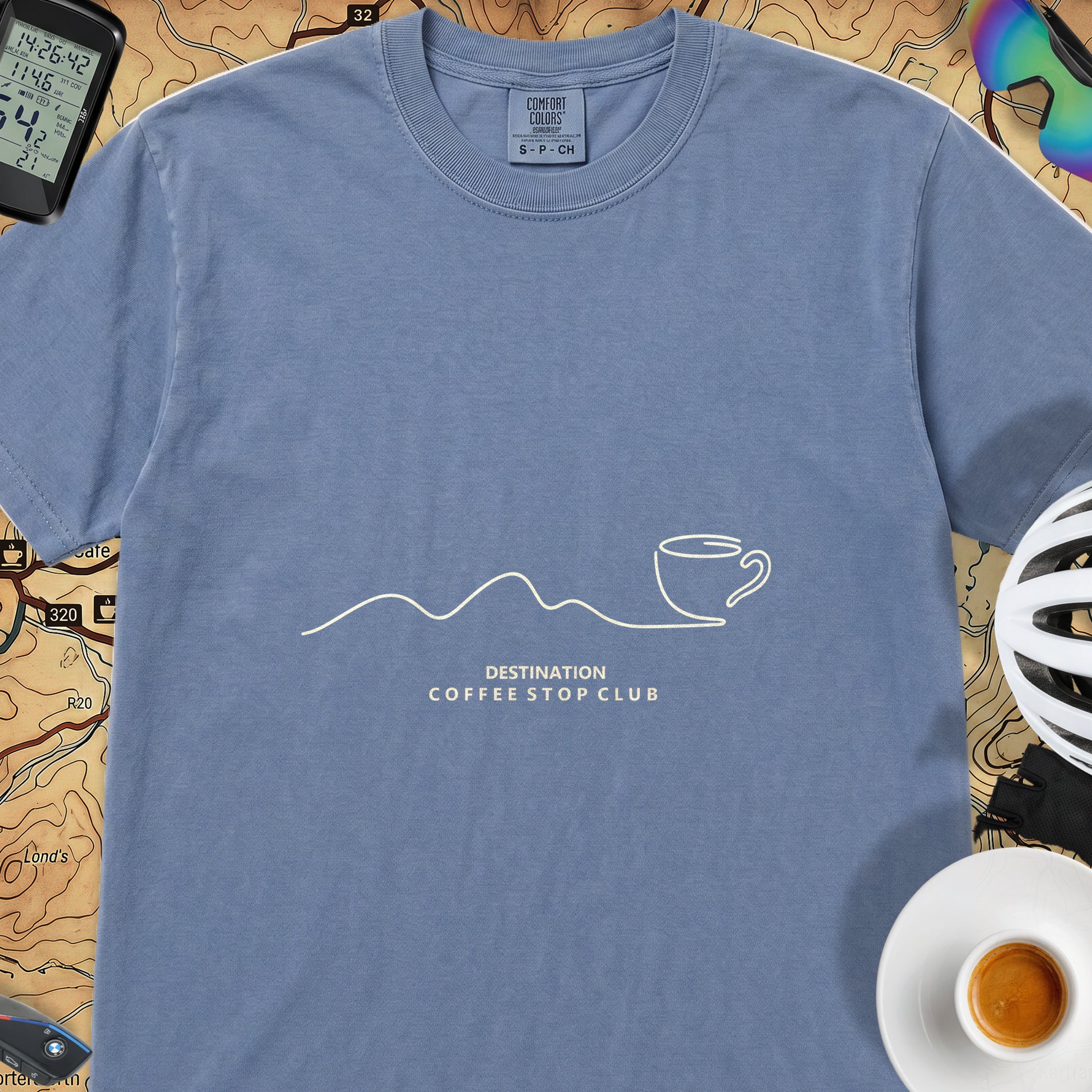 Destination Cycling T-Shirt — Blue Jean