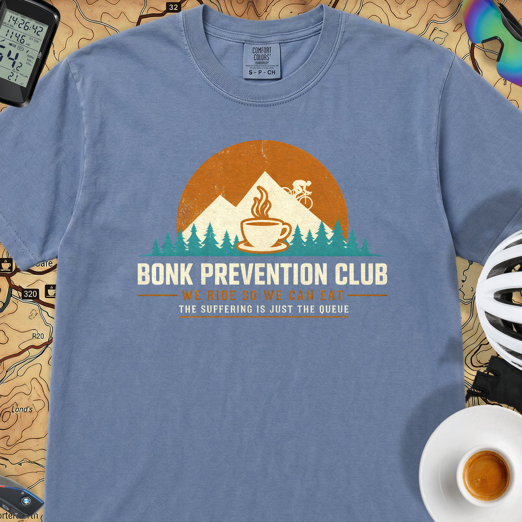 Bonk Prevention Cycling T-Shirt — Blue Jean