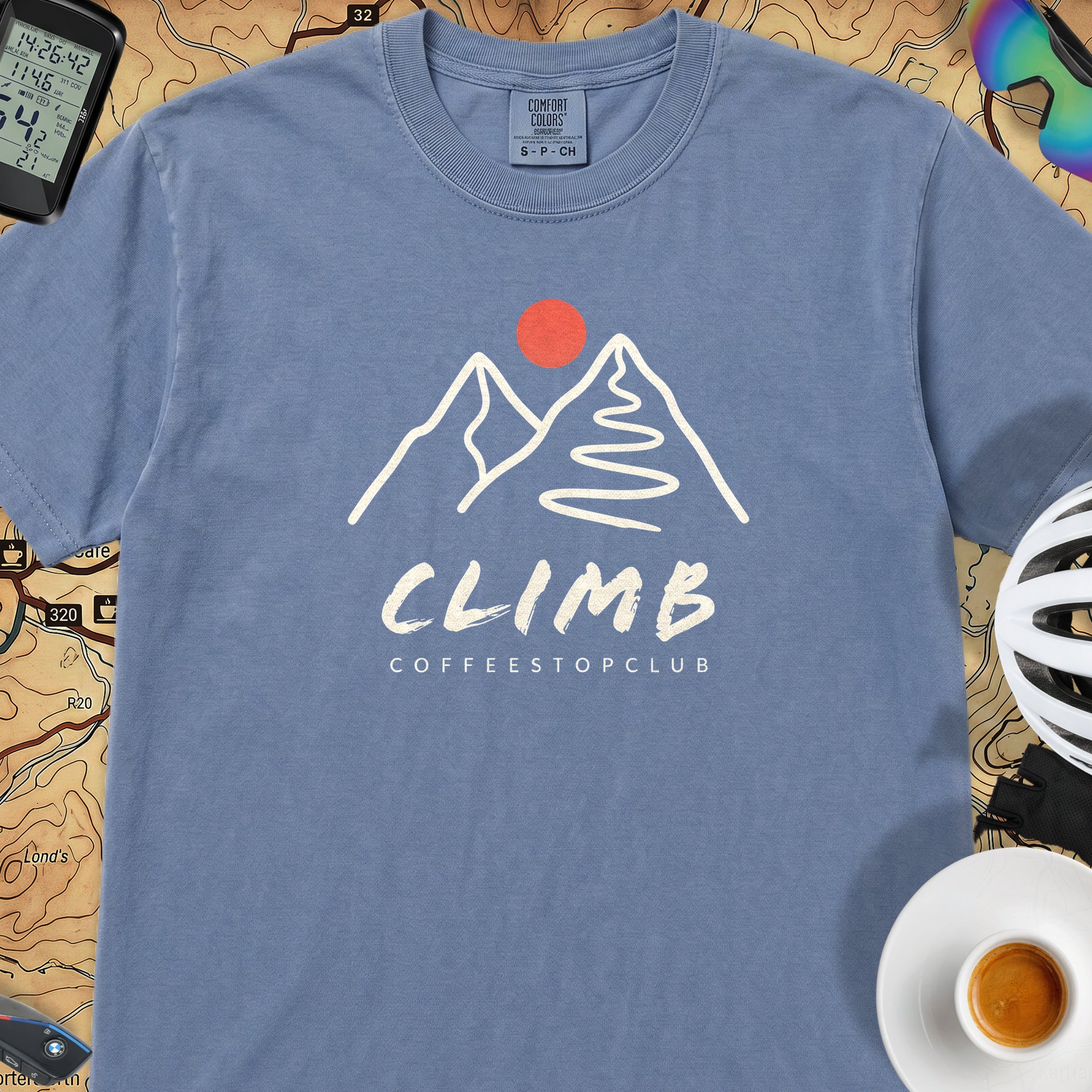 Climb Cycling T-Shirt — Blue Jean