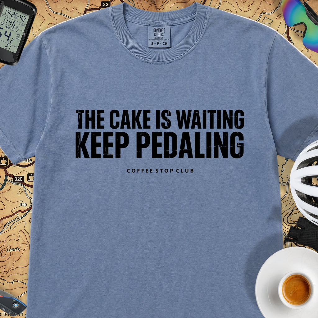 The Cake is Waiting T‑Shirt — Blue Jean