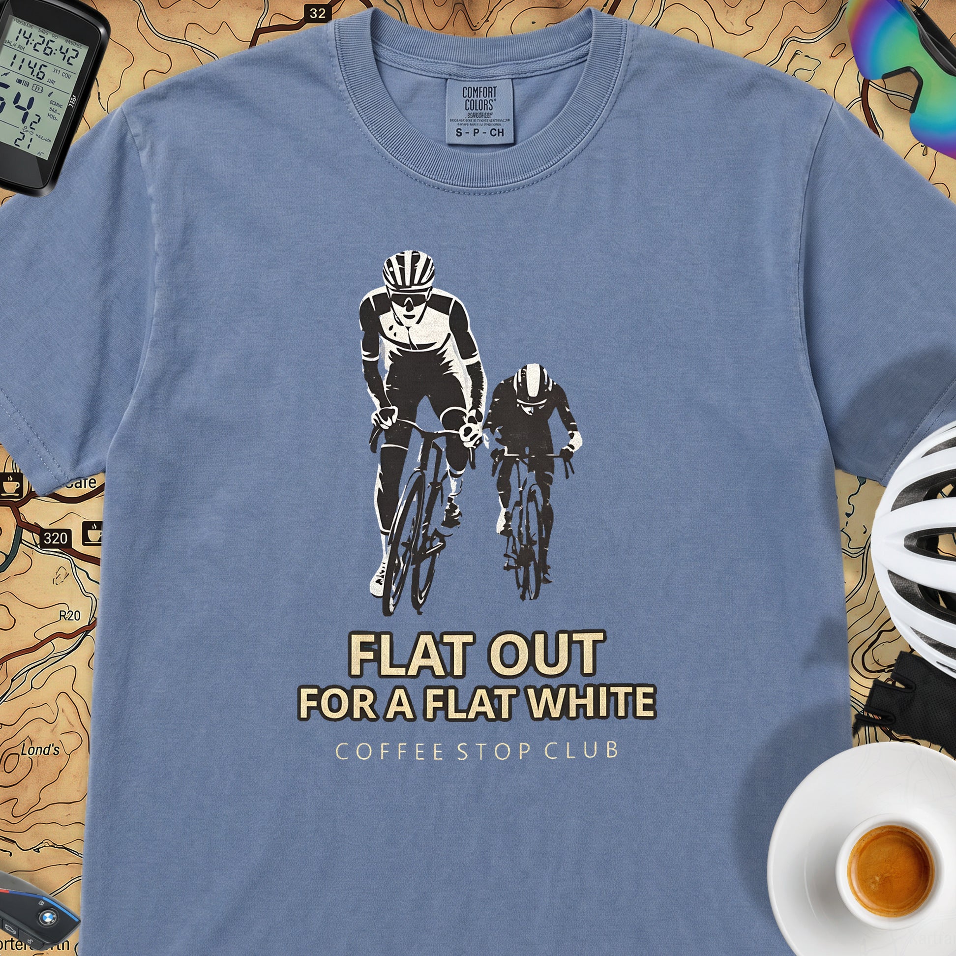 Flat Out For a Flat White Cycling T-Shirt