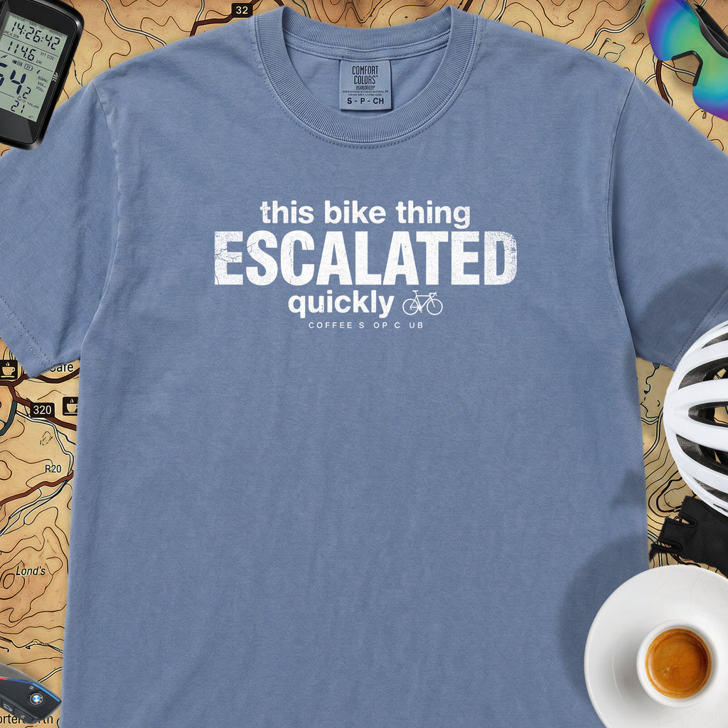 This Bike Thing Escalated T-Shirt — Blue Jean