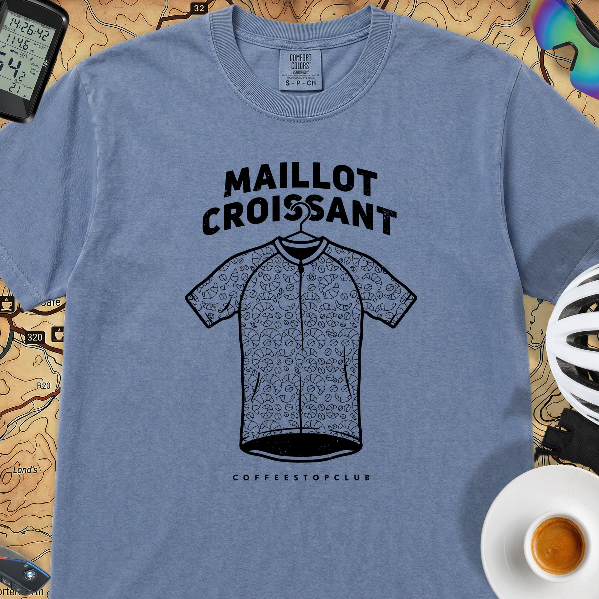 Maillot Croissant Cyclist T-Shirt — Blue Jean