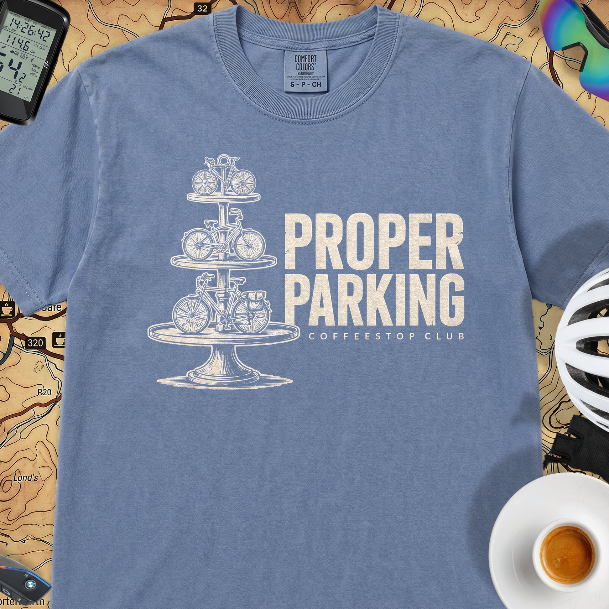 Proper Parking Cycling T-Shirt — Blue Jean