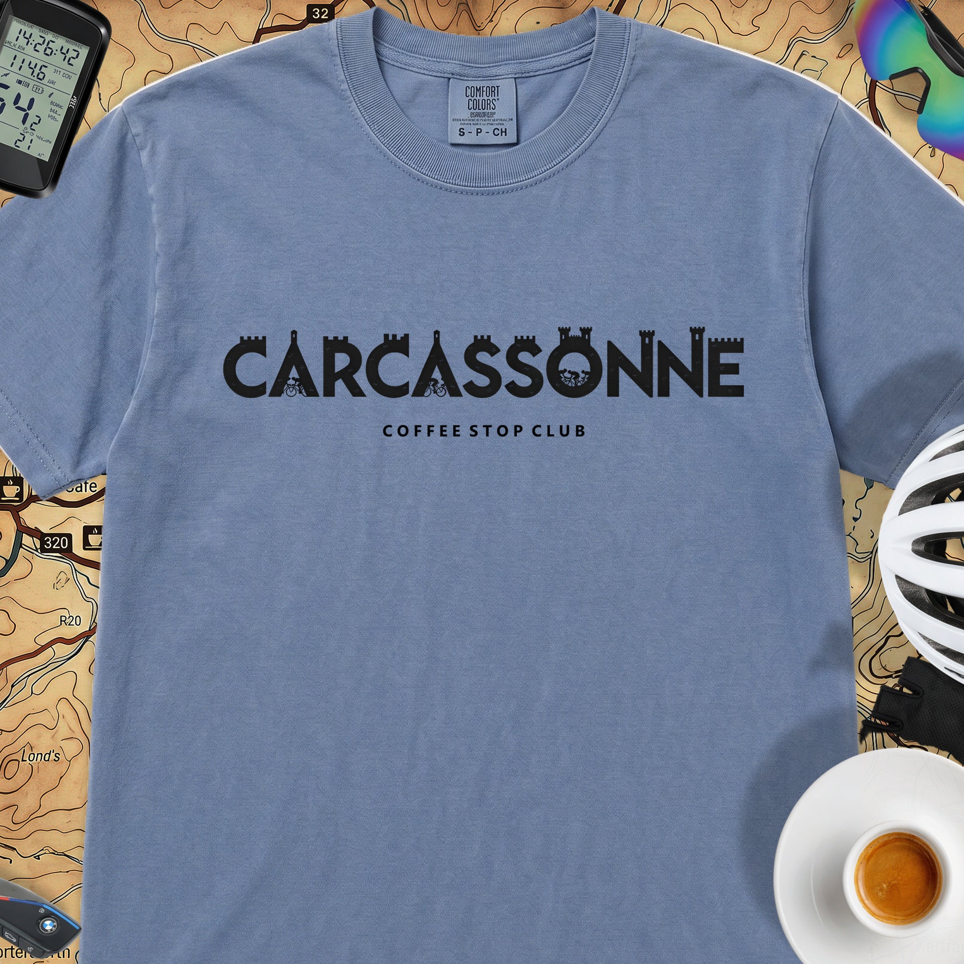 Carcassonne Cycle Tour T-Shirt — Blue Jean