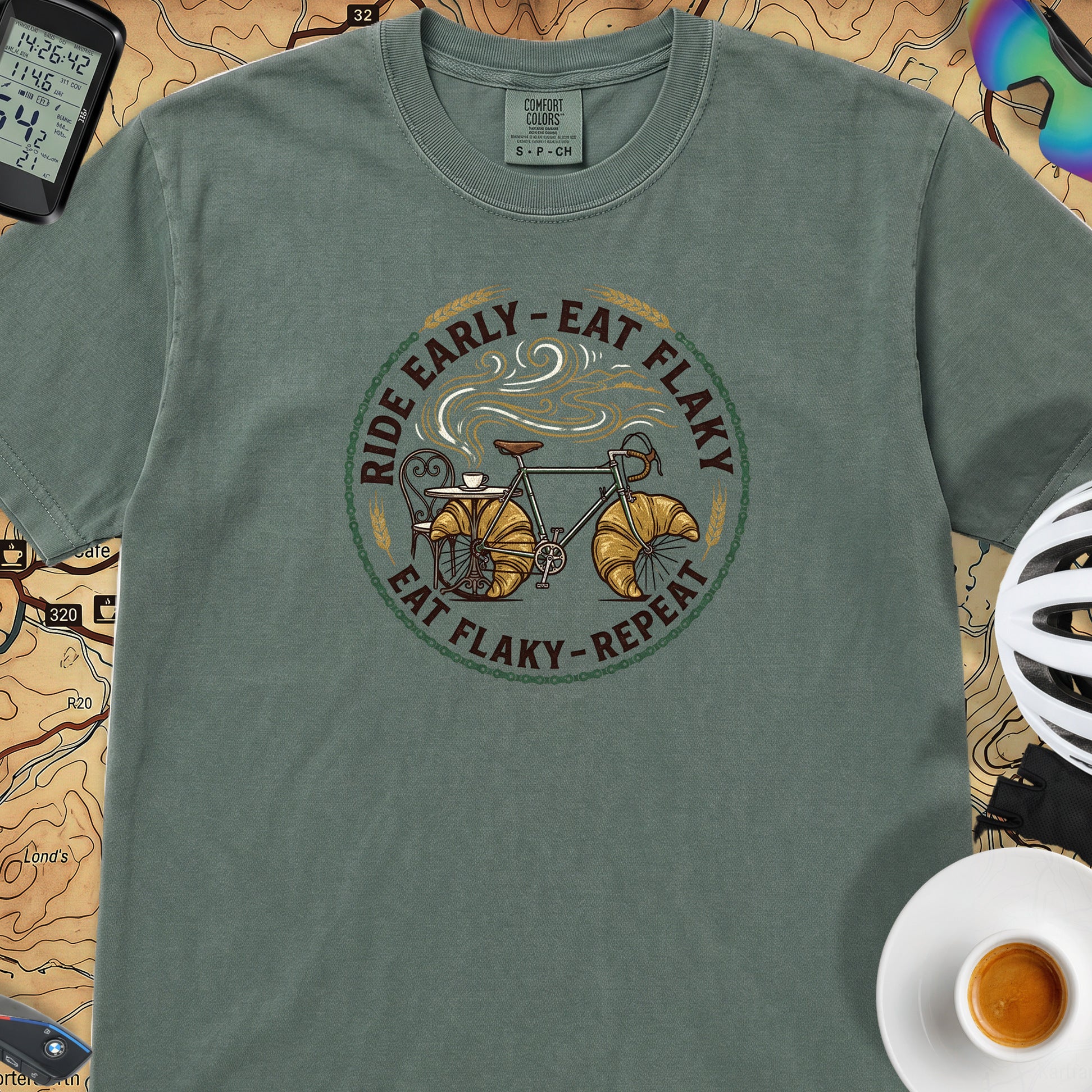 Ride Early Eat Flaky T-Shirt — Blue Spruce