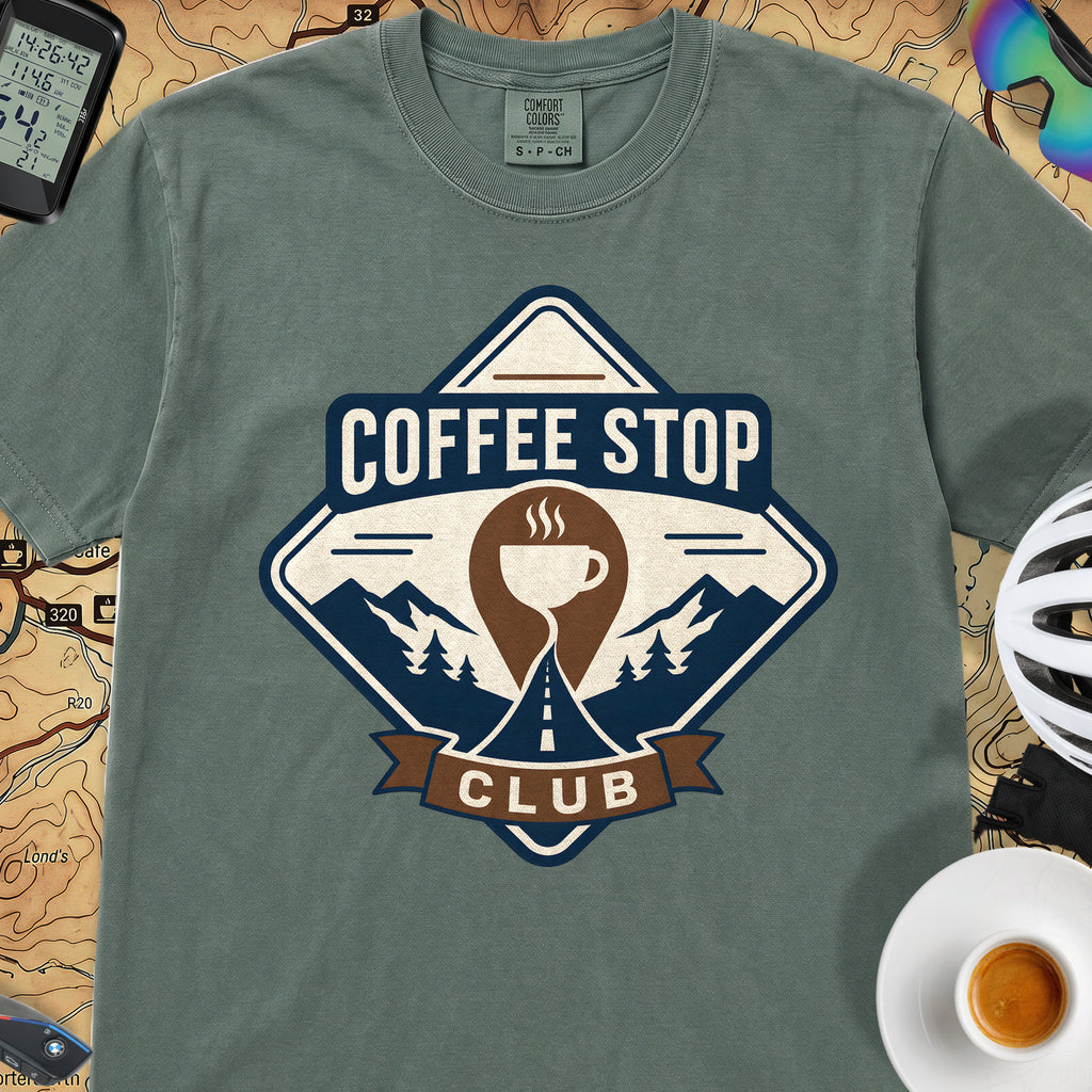 The Coffee Stop Club T‑Shirt — Blue Spruce