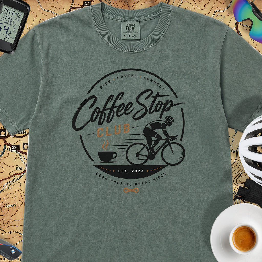Good Coffee Stop Club T‑Shirt — Blue Spruce