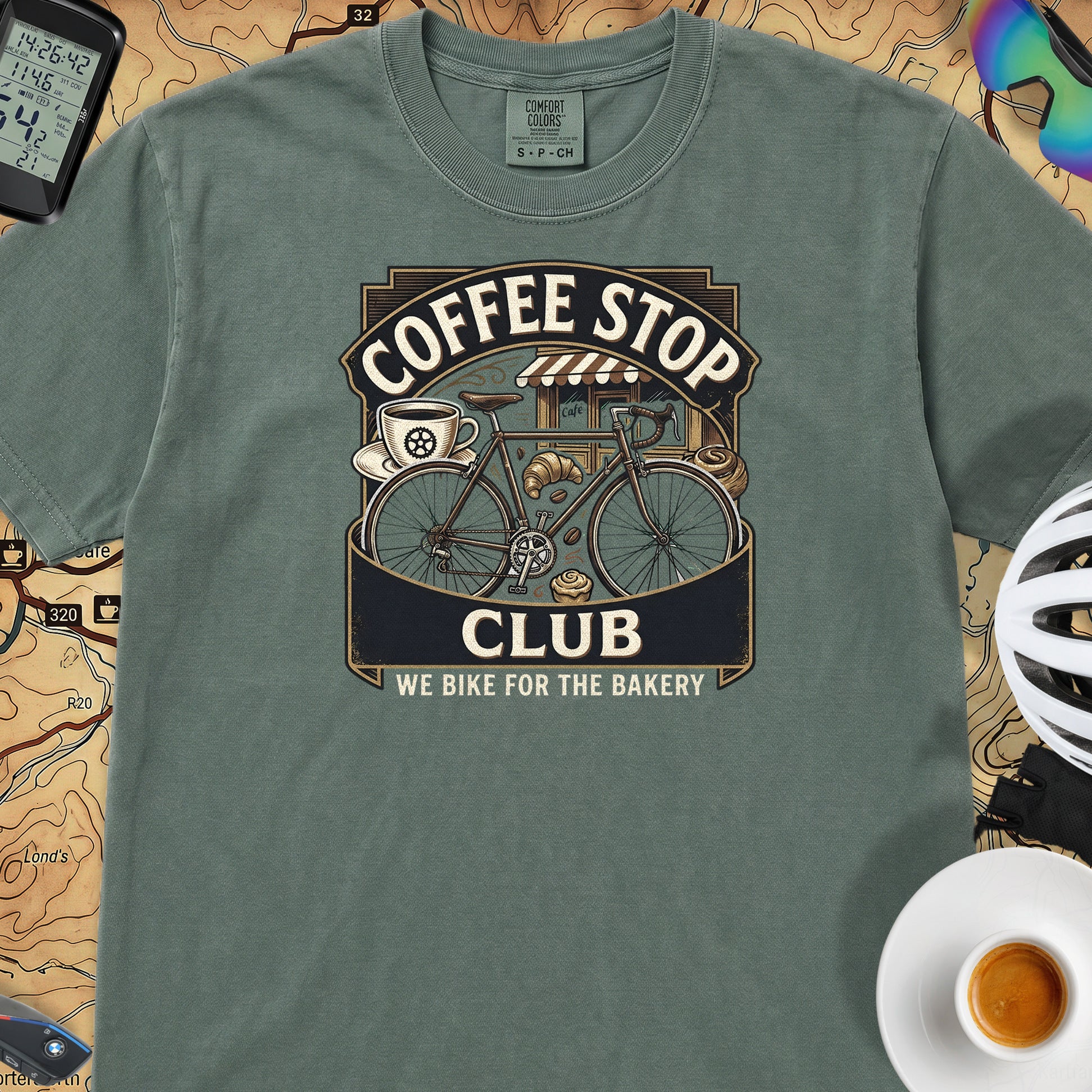 We Ride for the Bakery T-Shirt — Blue Spruce