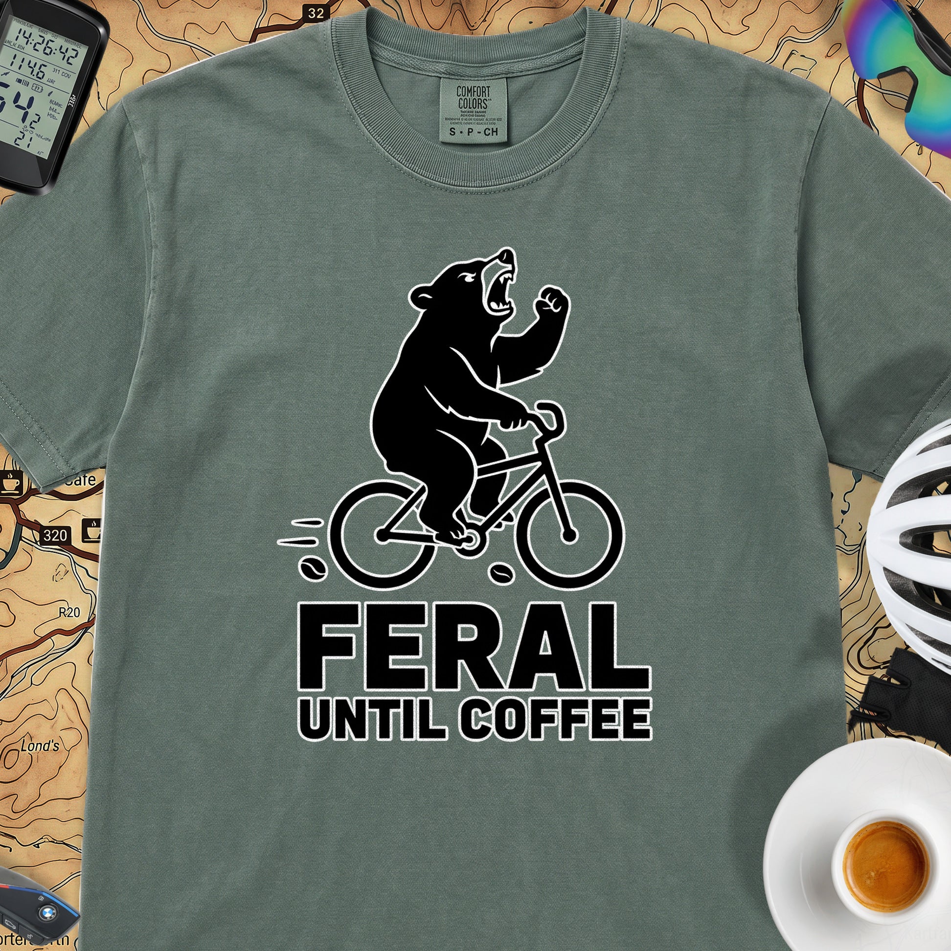 Feral Until Coffee T-Shirt — Blue Spruce