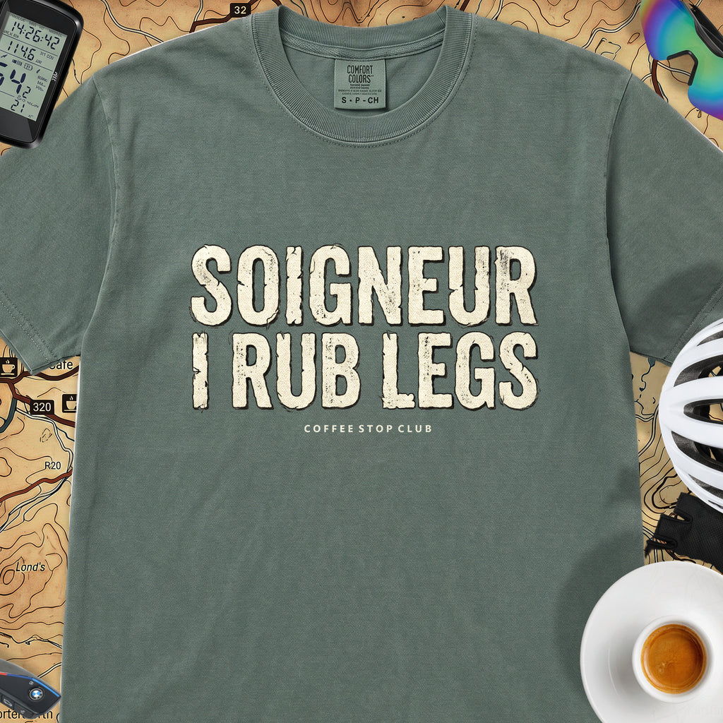 Soigneur Leg Rub Tour T‑Shirt — Blue Spruce
