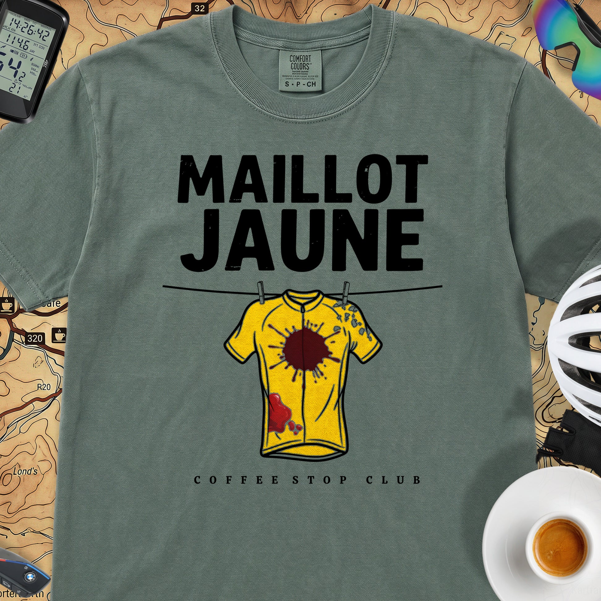 Yellow Jersey TdF Cyclist T-Shirt — Blue Spruce