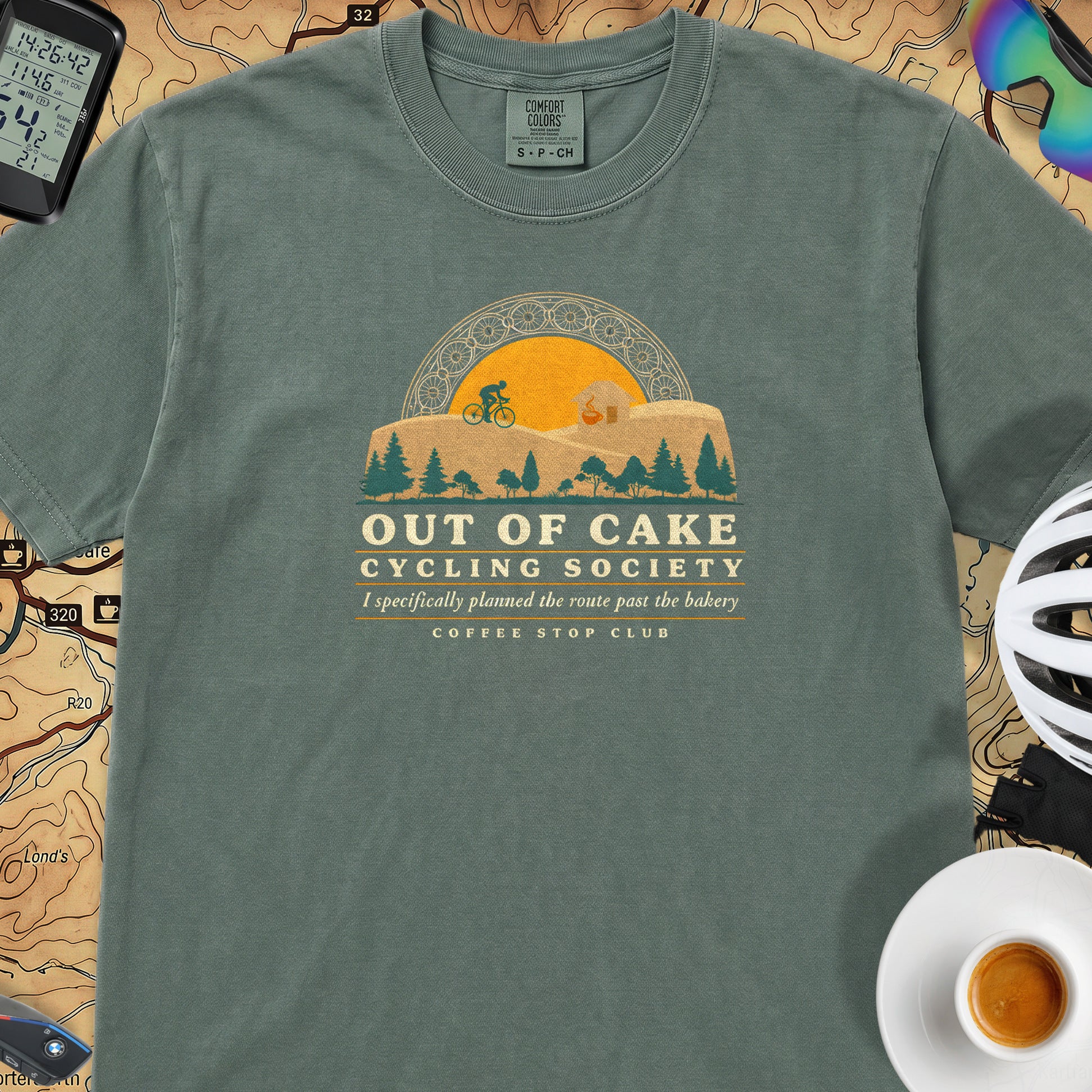 Out of Cake Cycling T-Shirt — Blue Spruce
