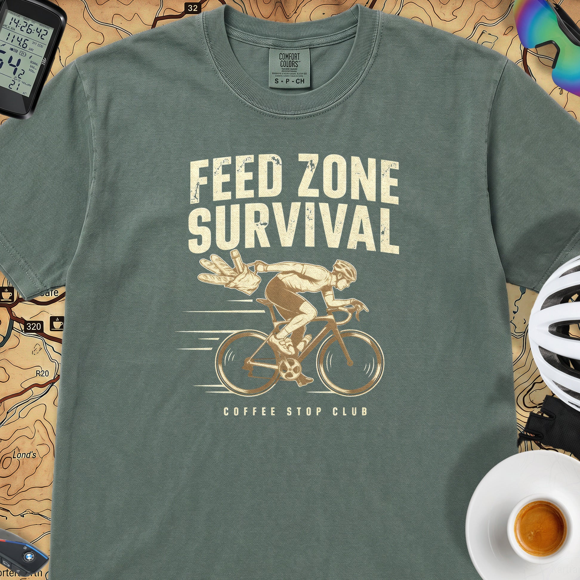 Feed Zone Survival Cycling T-Shirt — Blue Spruce