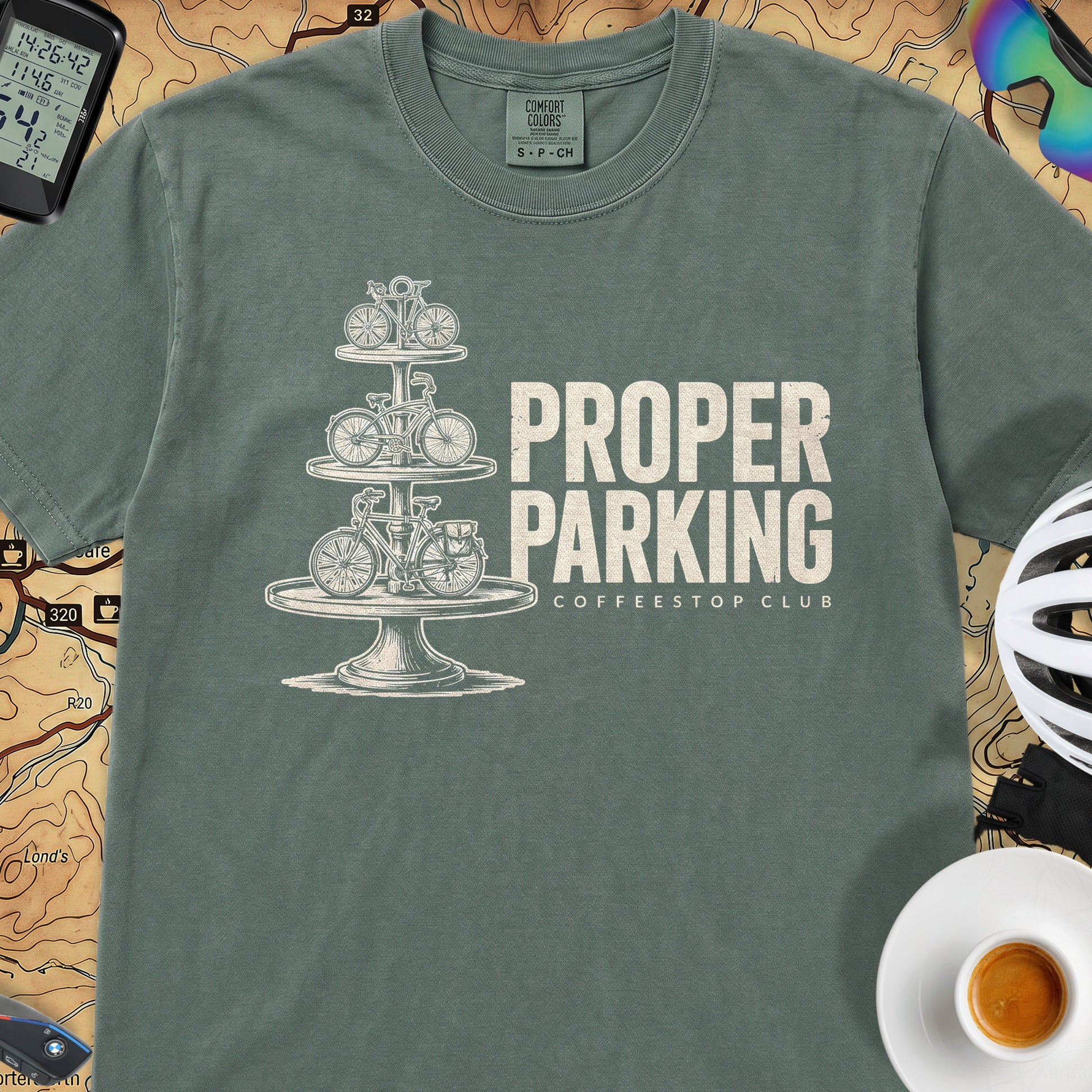 Proper Parking Cycling T-Shirt — Blue Spruce