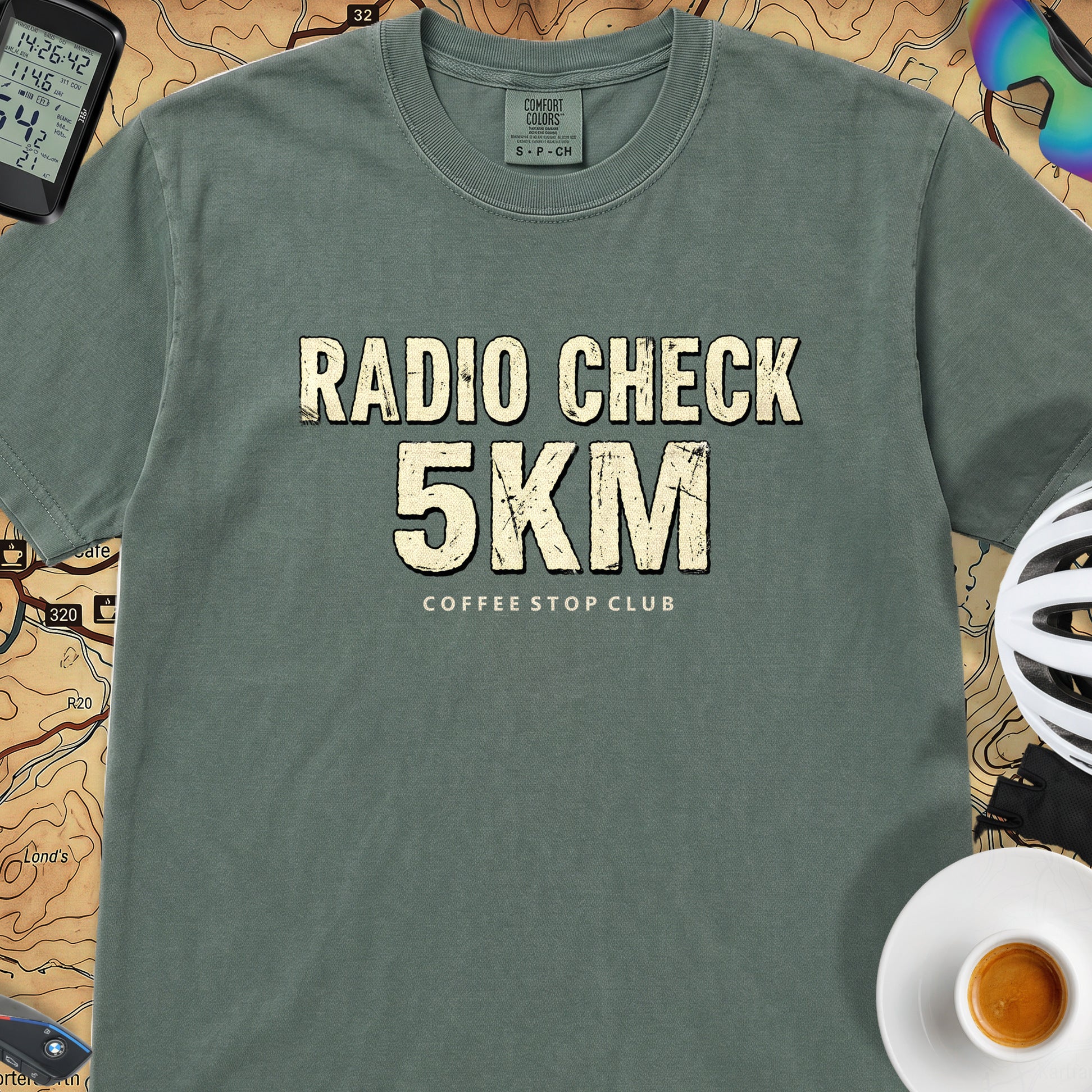 Radio Check 5Km Tour T‑Shirt — Blue Spruce