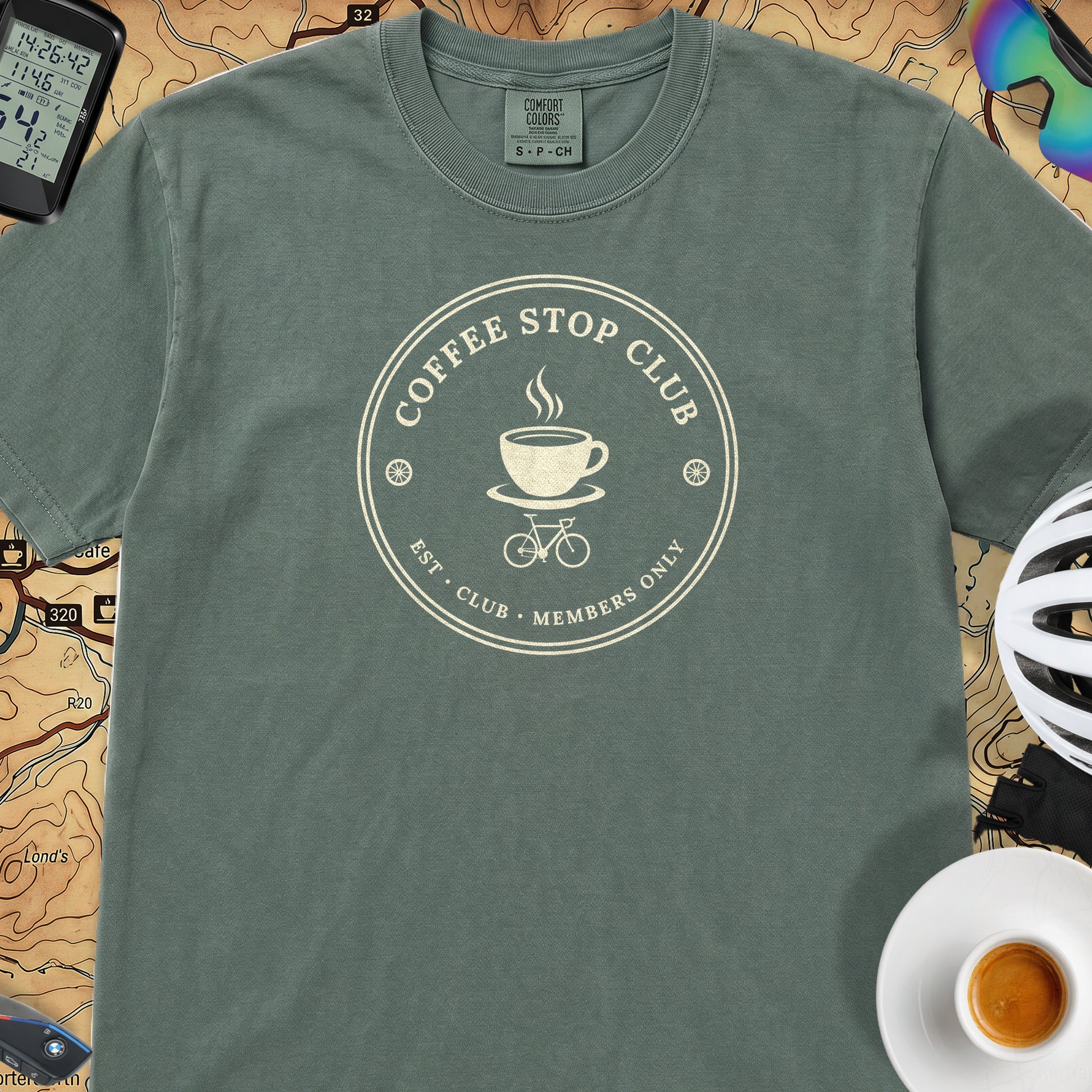 Coffee Stop Club Members Only T-Shirt — Blue Spruce