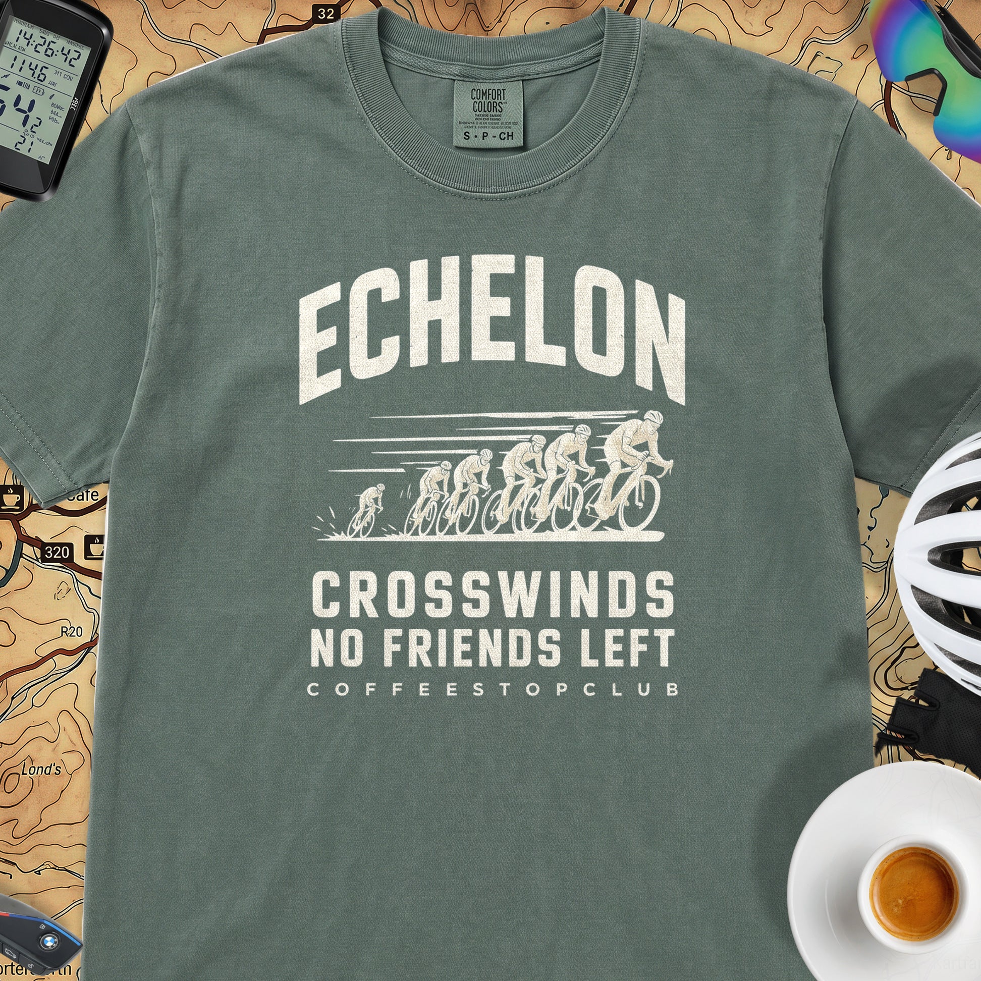 Headwinds & No Friends Cycling T-Shirt — Blue Spruce