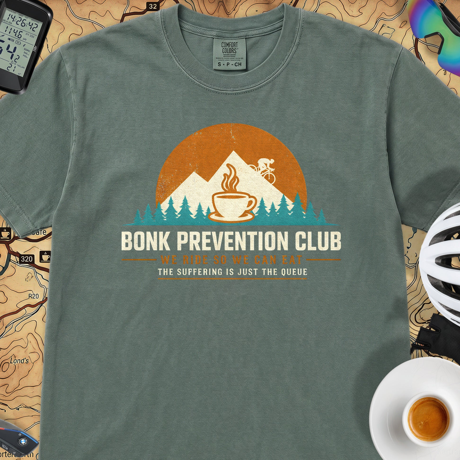 Bonk Prevention Cycling T-Shirt — Blue Spruce