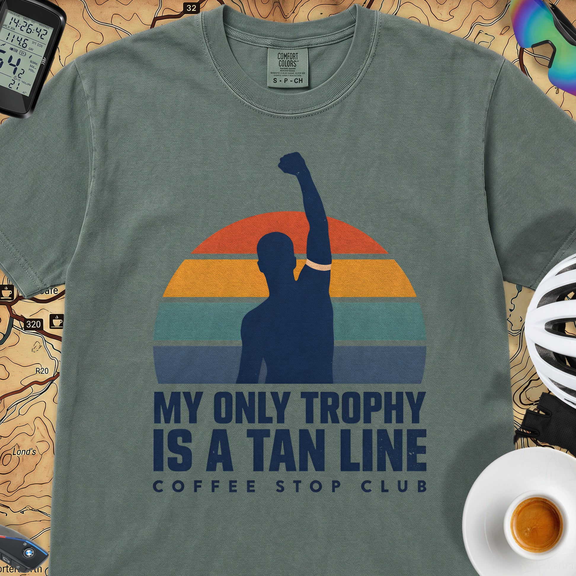Tan Line Trophy Cycling T-Shirt — Blue Spruce