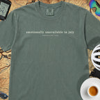 Emotionally Unavailable in July TdF T-Shirt — Blue Spruce