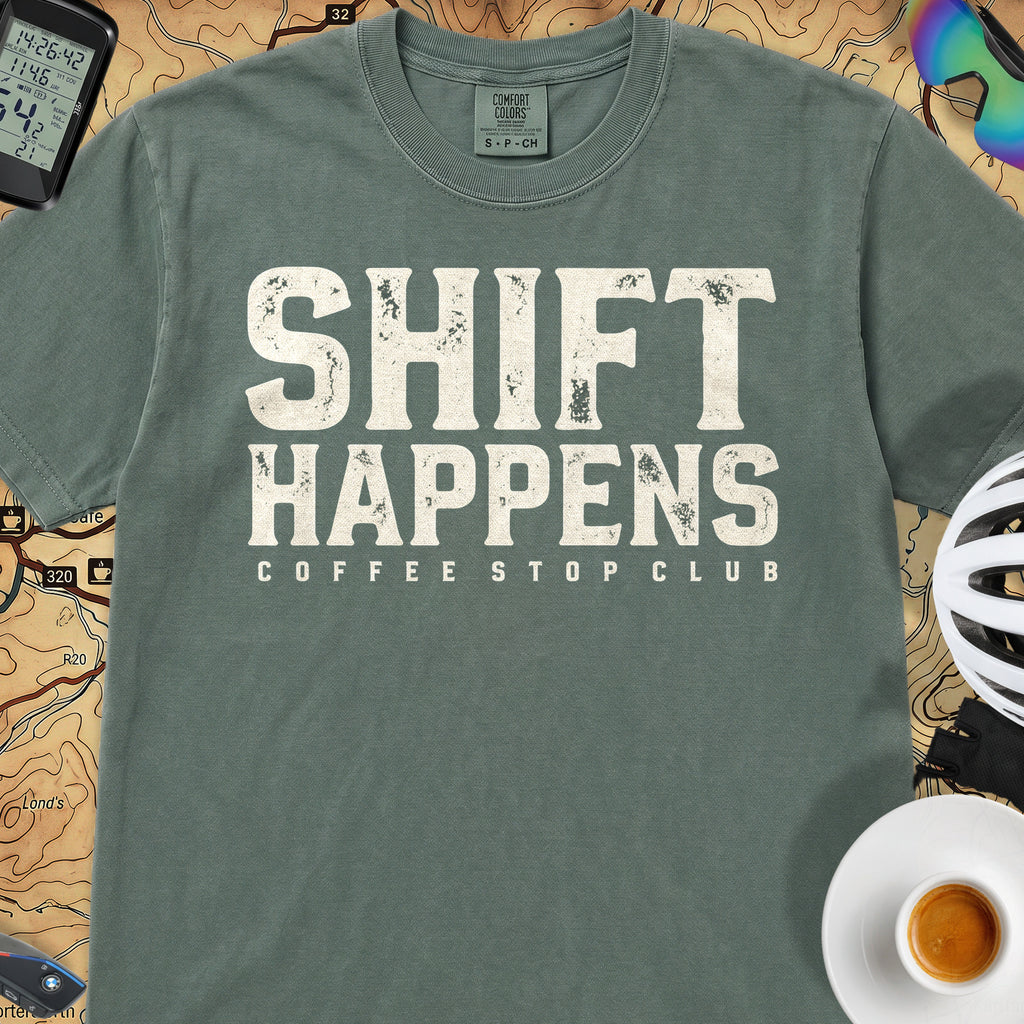 Shift Happens Cycling T-Shirt — Blue Spruce