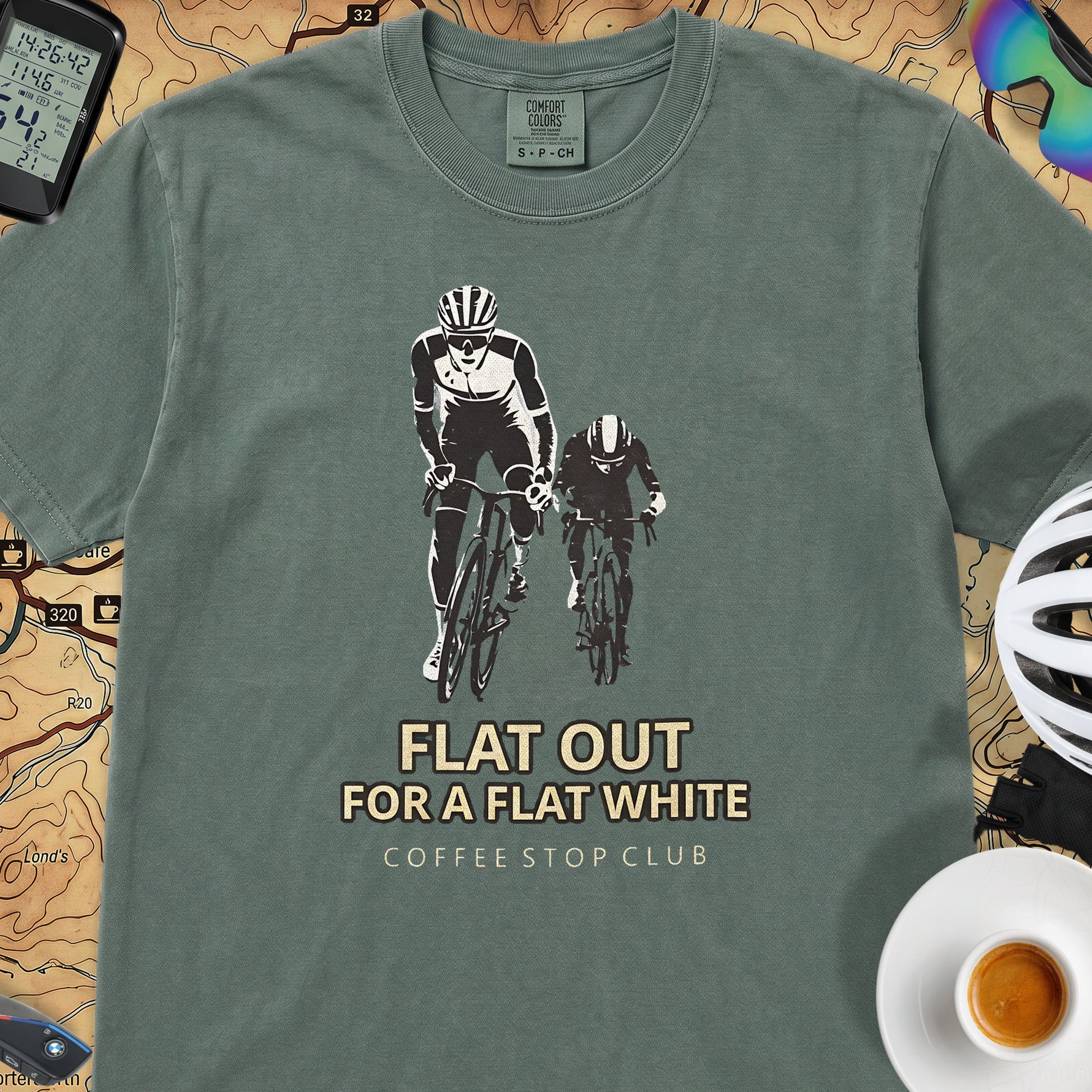 Flat Out For a Flat White Cycling T-Shirt