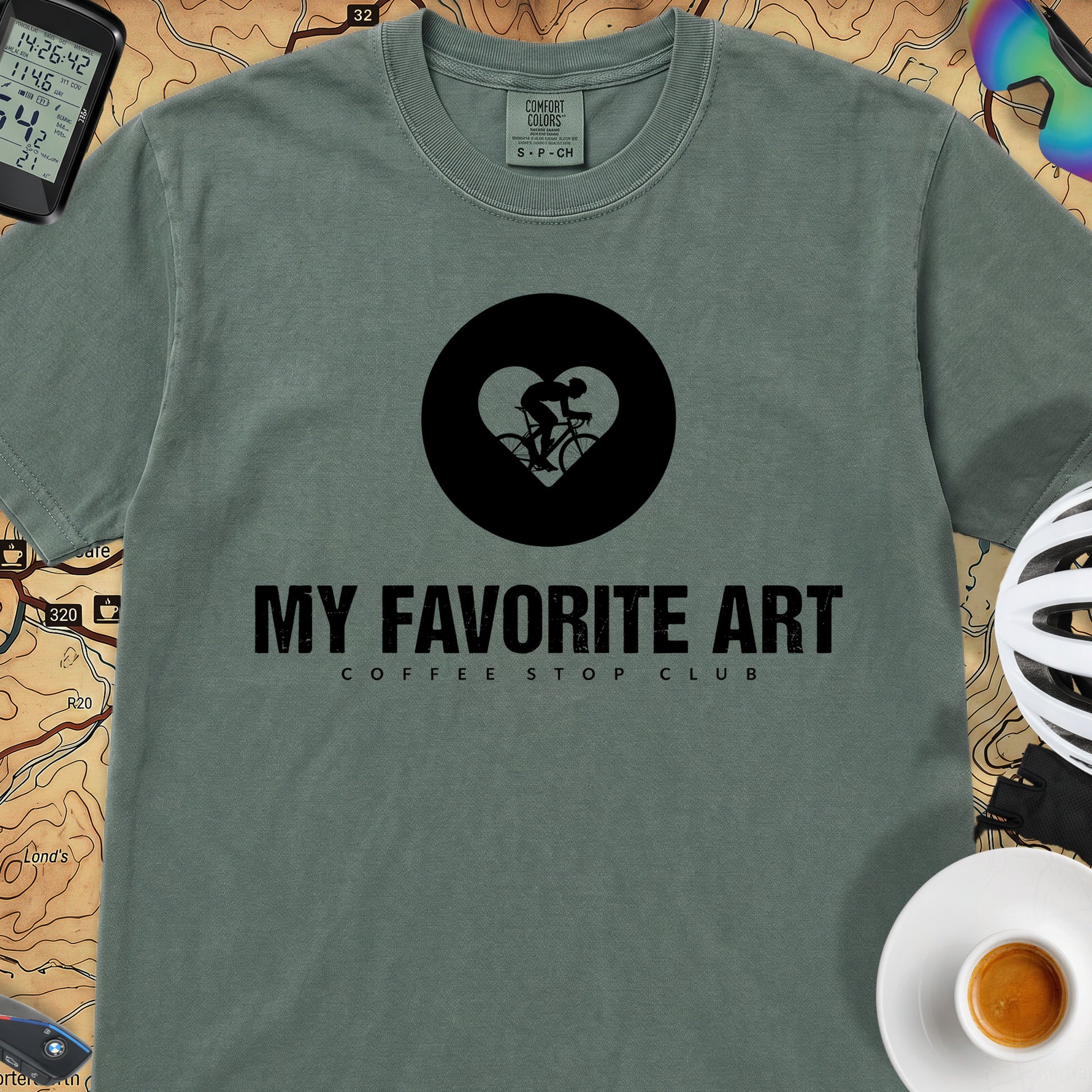 Latté Art Cycling T-Shirt — Blue Spruce