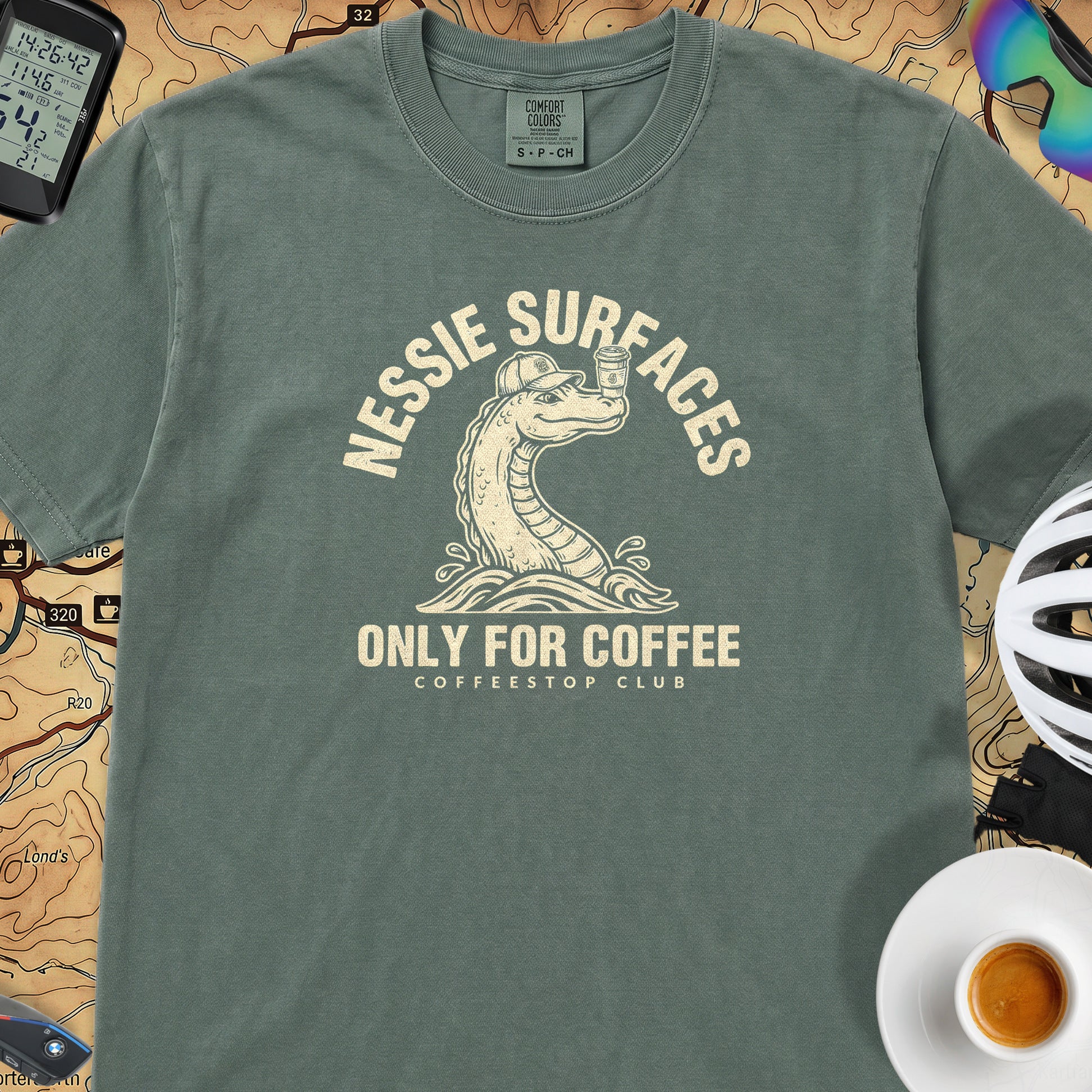 Nessie Surfaces Cycling T-Shirt — Blue Spruce