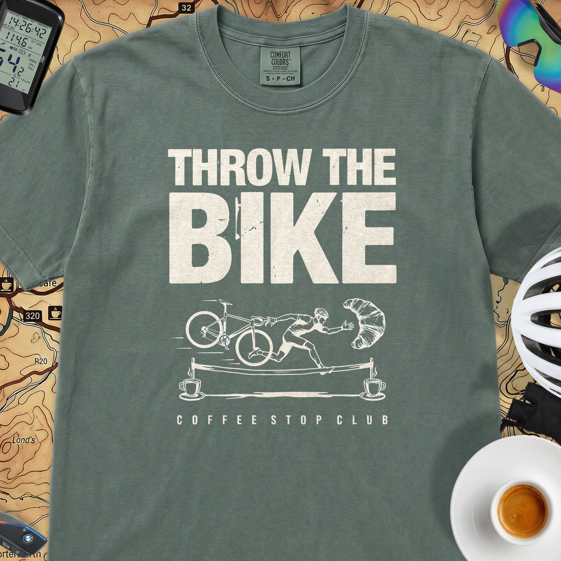 Throw The Bike Cycling T-Shirt — Blue Spruce