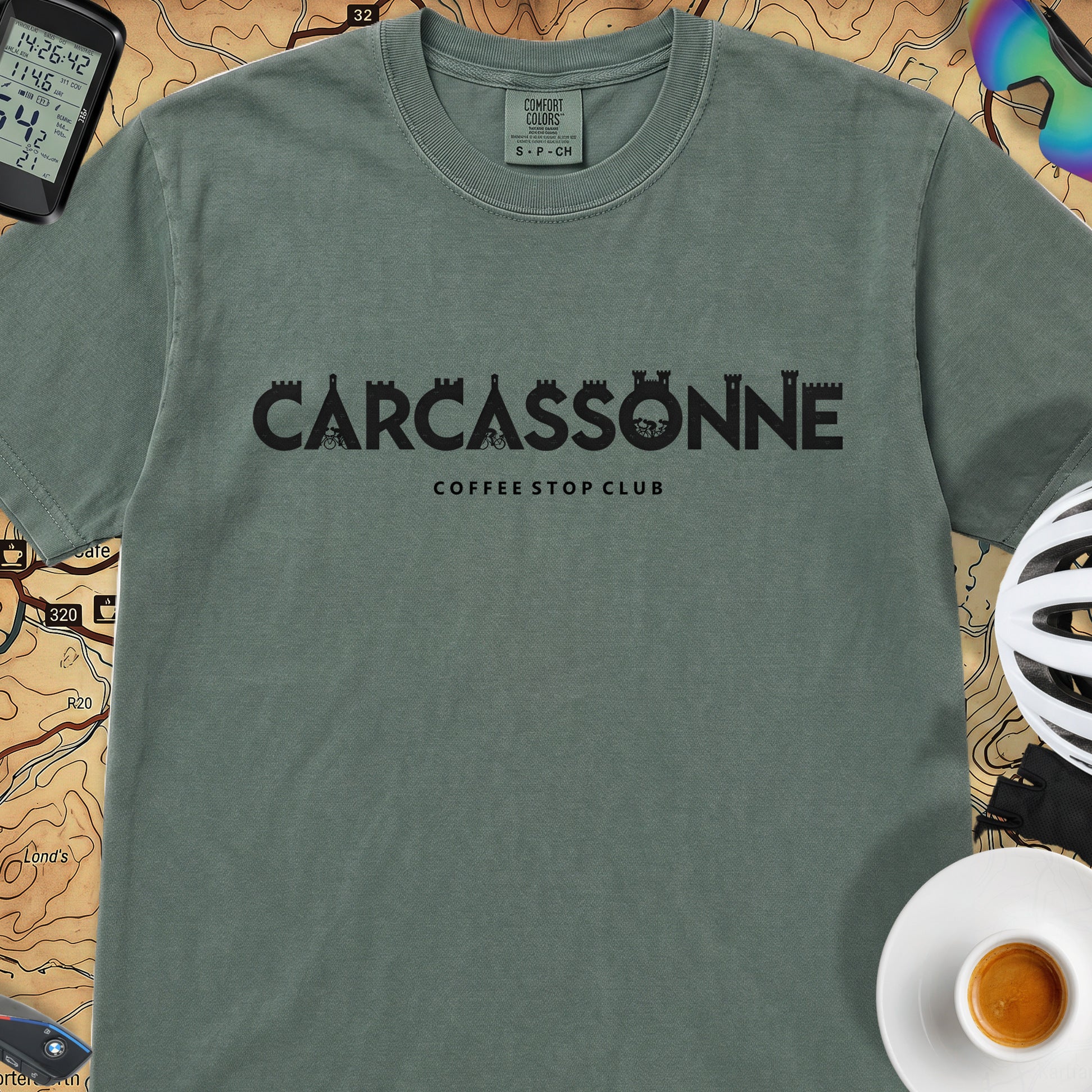 Carcassonne Cycle Tour T-Shirt — Blue Spruce