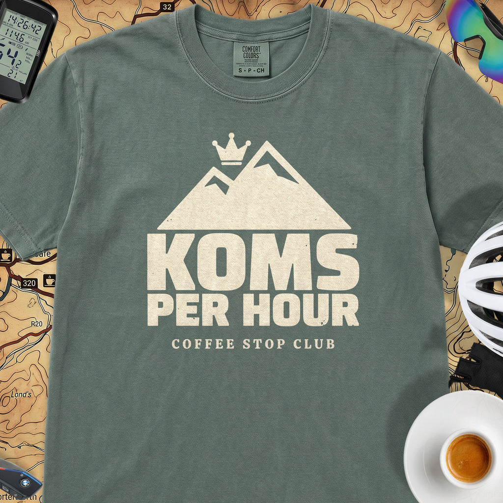 KOMs Per Hour TdF T-Shirt — Blue Spruce