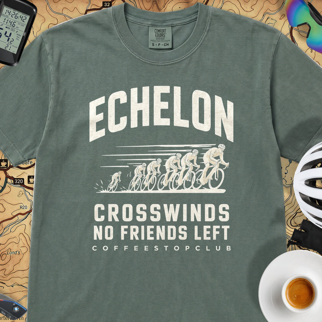 Crosswinds & No Friends Cycling T-Shirt — Blue Spruce