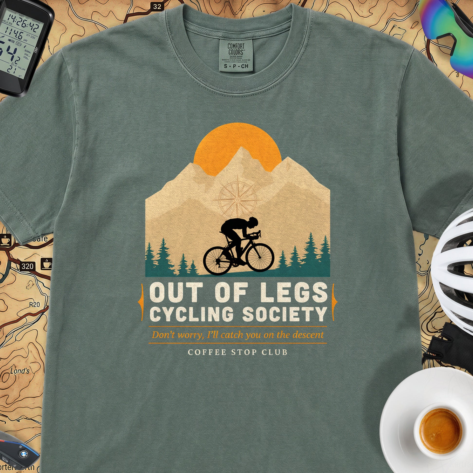 Out of Legs Cycling T-Shirt — Blue Spruce