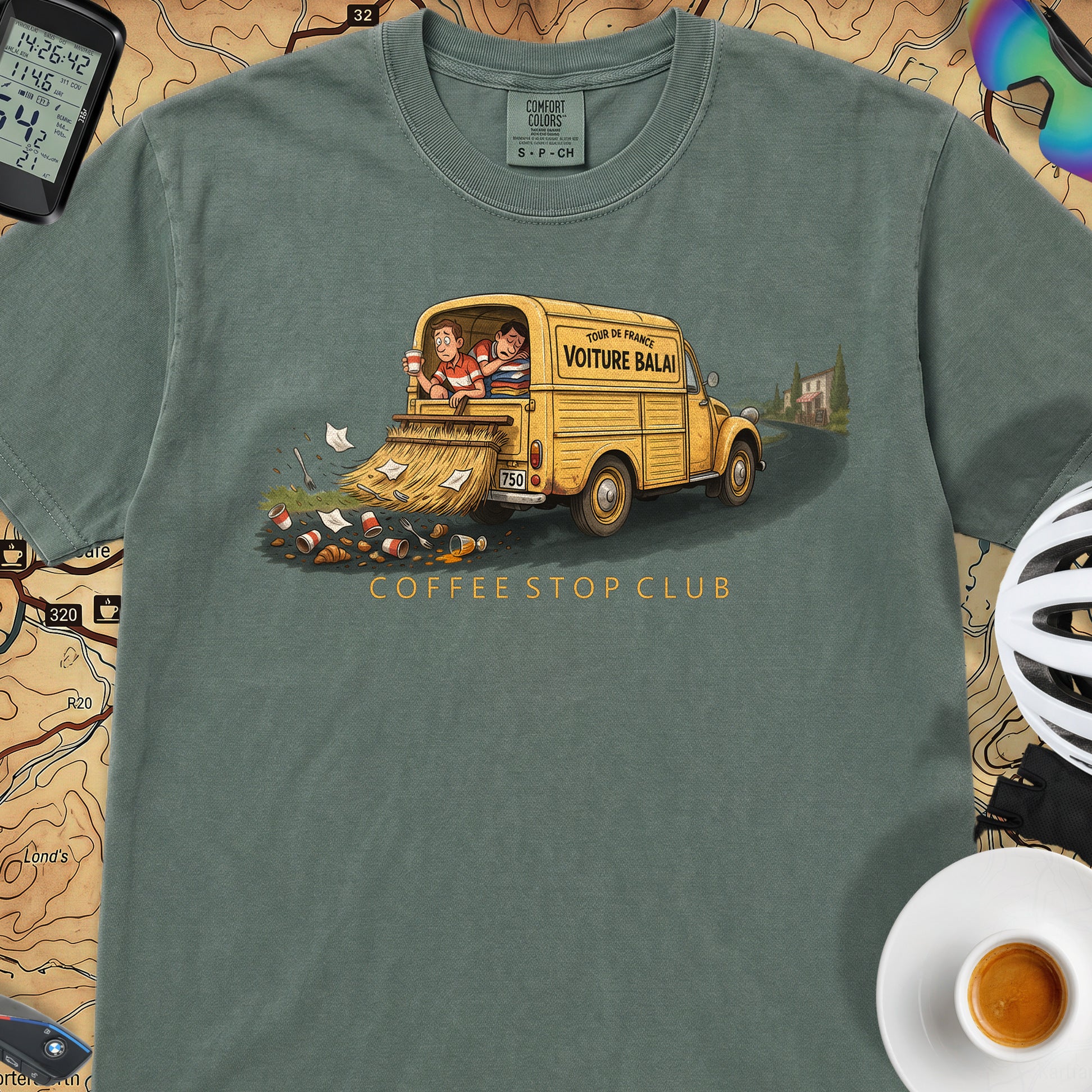 Voiture Balai TdF Cycling T-Shirt — Blue Spruce