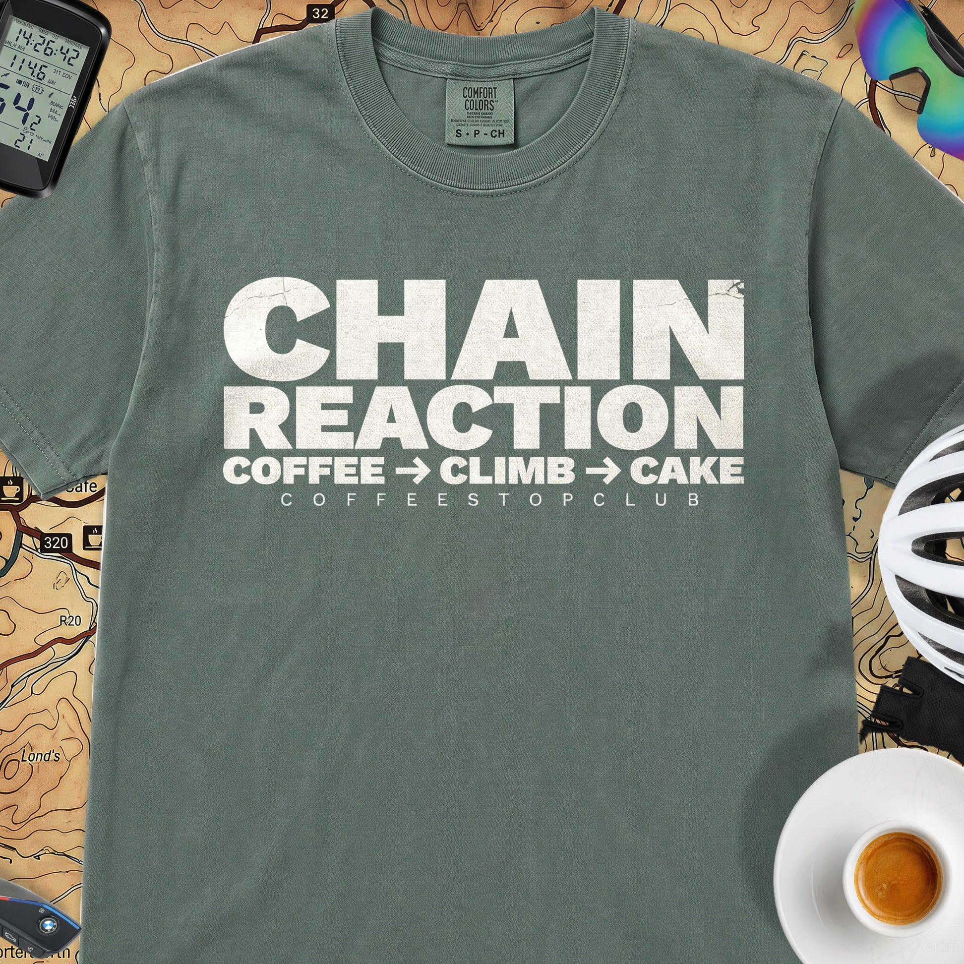 Chain Reaction T‑Shirt — Blue Spruce