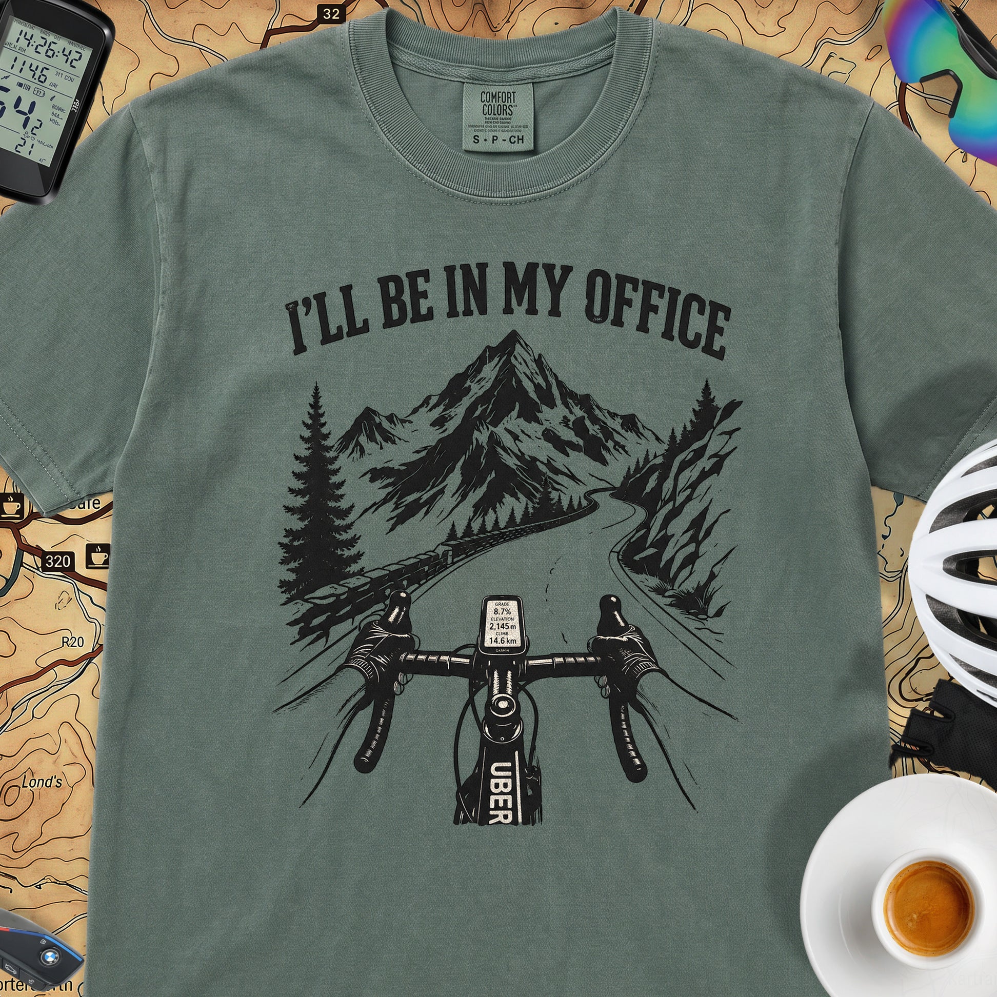 I'll Be In My Office Bike T‑Shirt — Blue Spruce