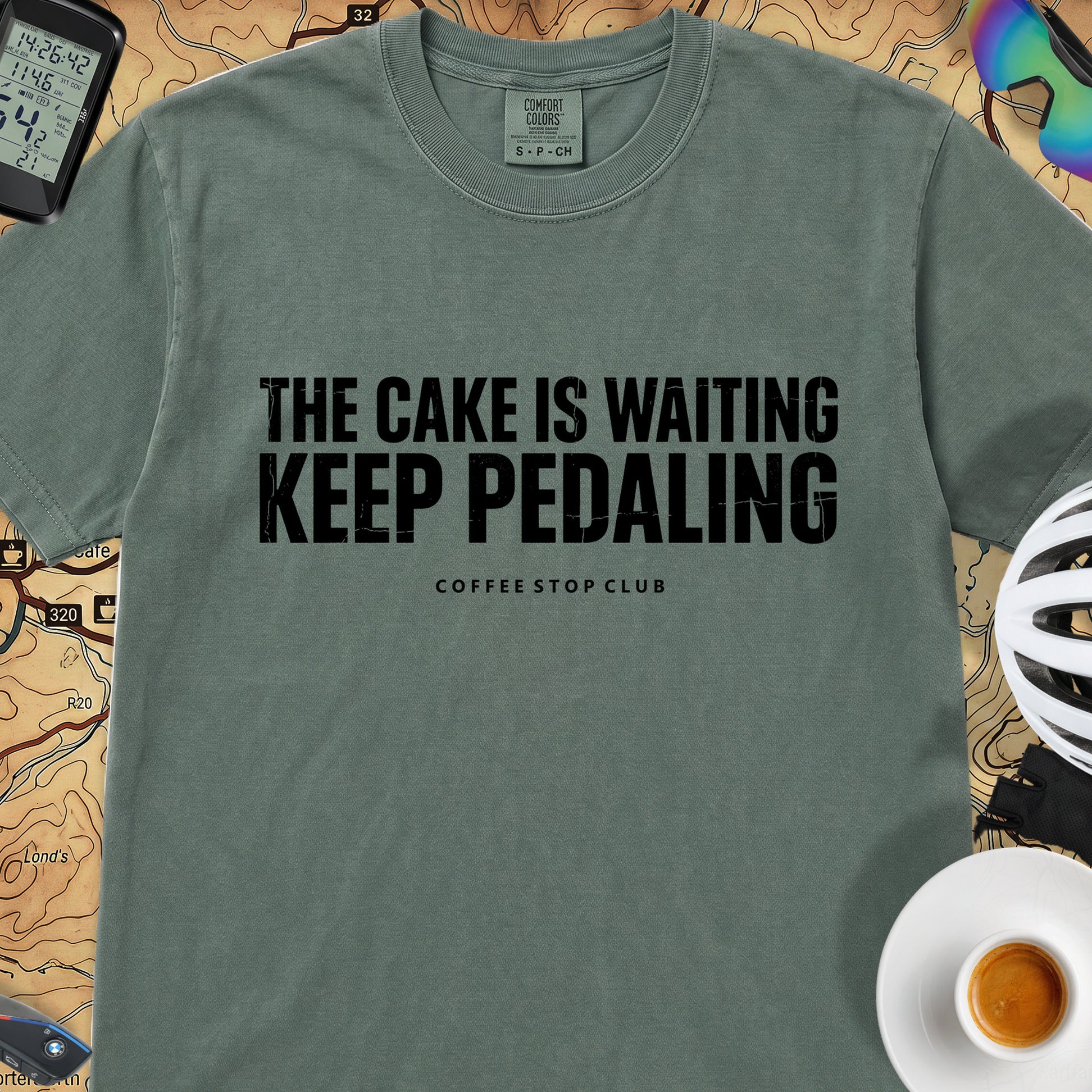 The Cake is Waiting T‑Shirt — Blue Spruce