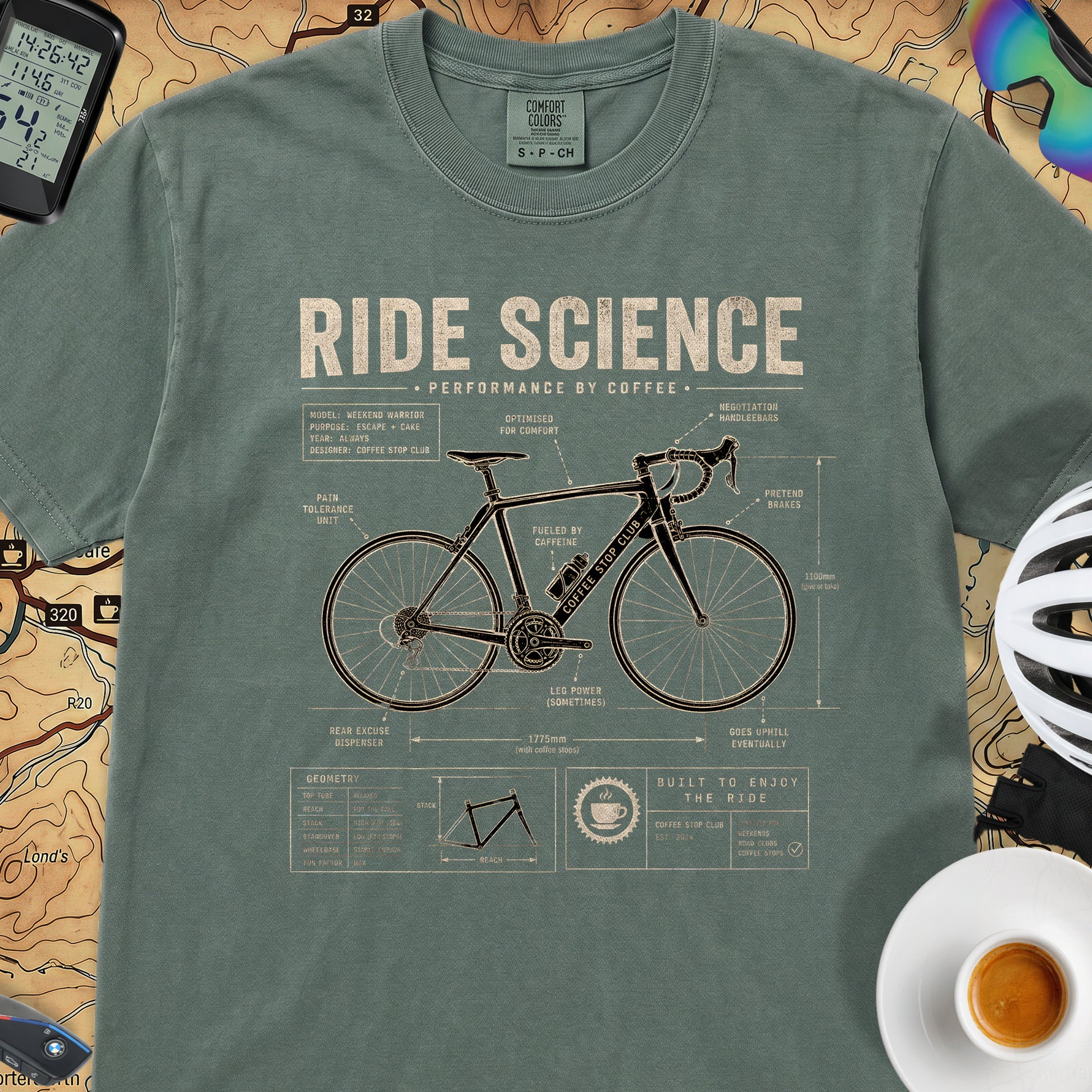 Ride Science Bike T-Shirt — Blue Spruce