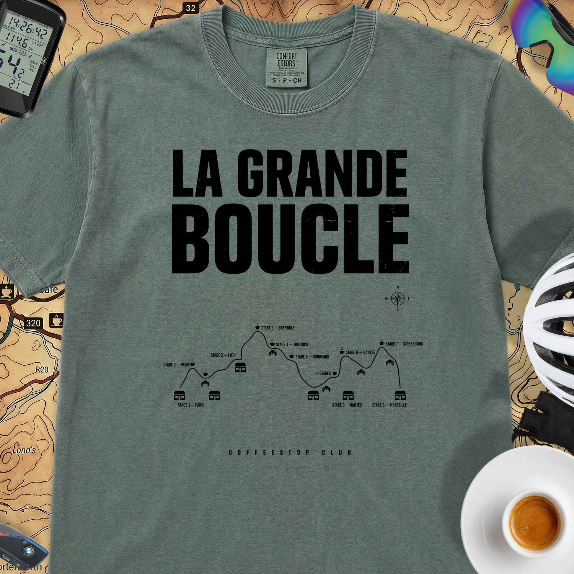 Grande Boucle TdF Cycling T-Shirt — Blue Spruce