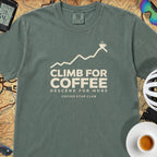 Climb For Coffee T‑Shirt — Blue Spruce