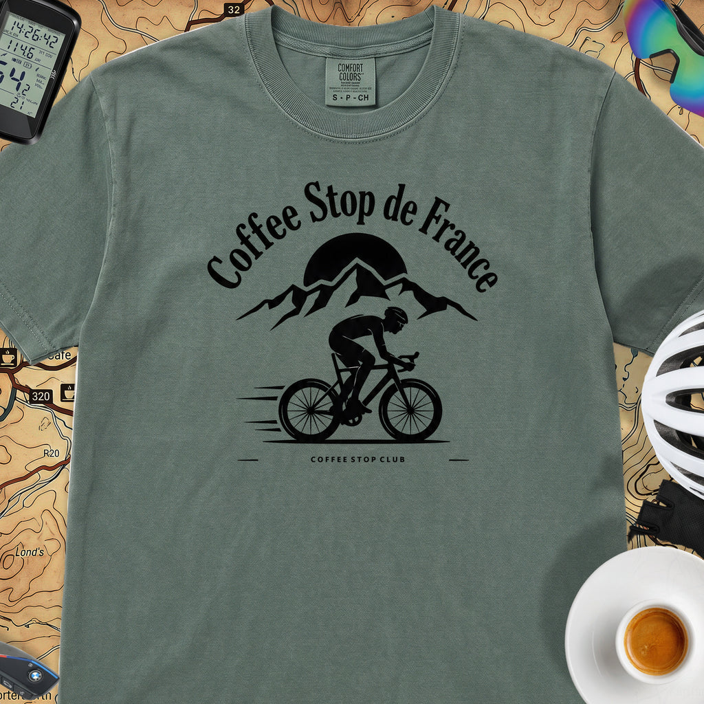 Coffee Stop de France T-Shirt — Blue Spruce