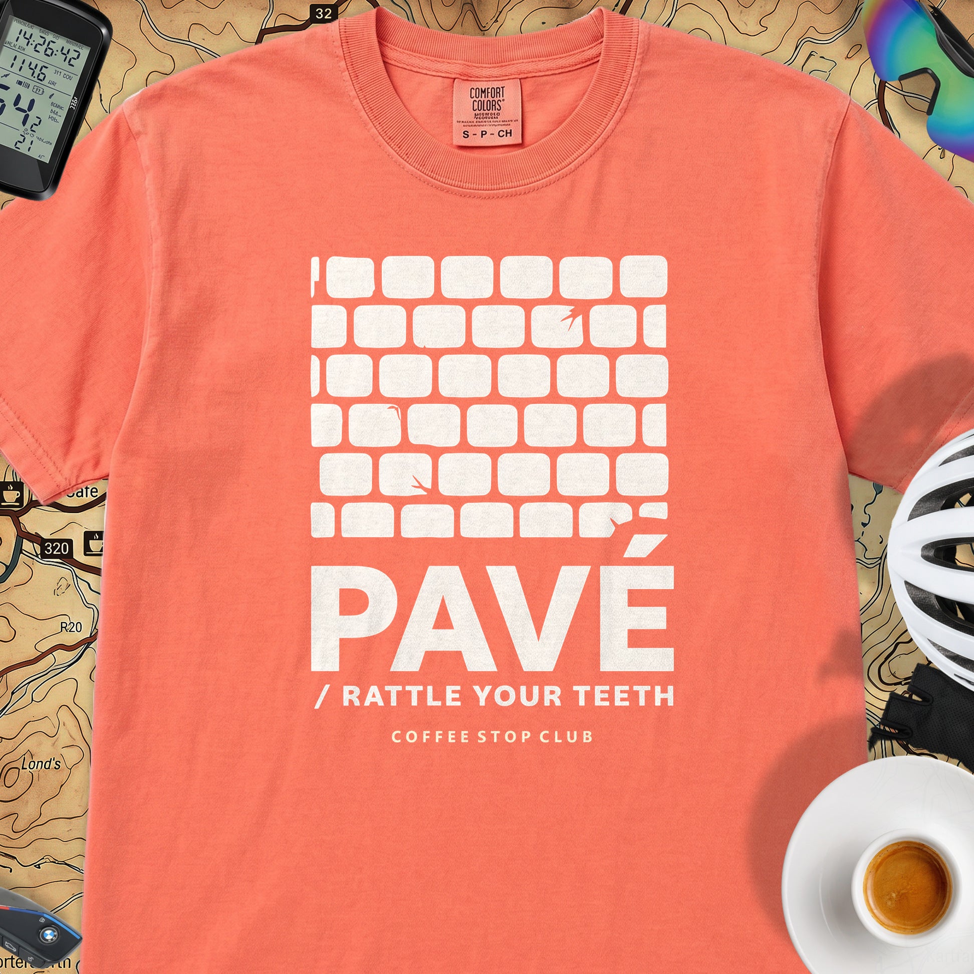 Pavé Tour T‑Shirt — Bright Salmon