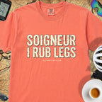 Soigneur Leg Rub Tour T‑Shirt — Bright Salmon