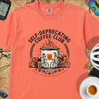 Self-Deprecating Cyclist T-Shirt — Bright Salmon