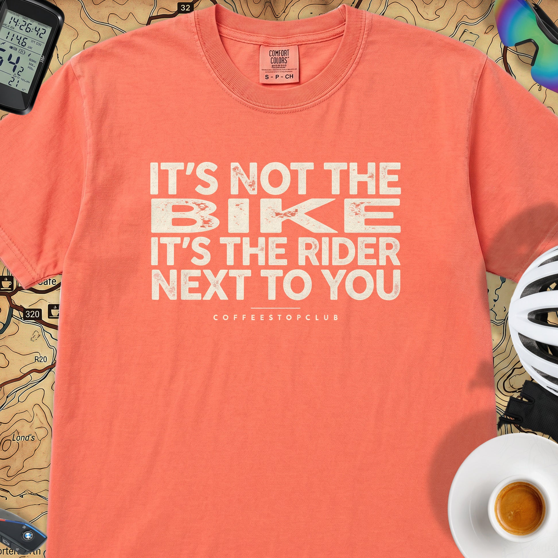 It's Not The Bike T‑Shirt — Bright Salmon